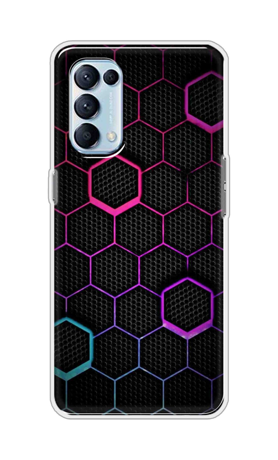 Coberta Back Cover For Oppo Reno5 Pro 4G Back Cover Stylish Case - Multicolour Hexogan Pattern Design D16451
