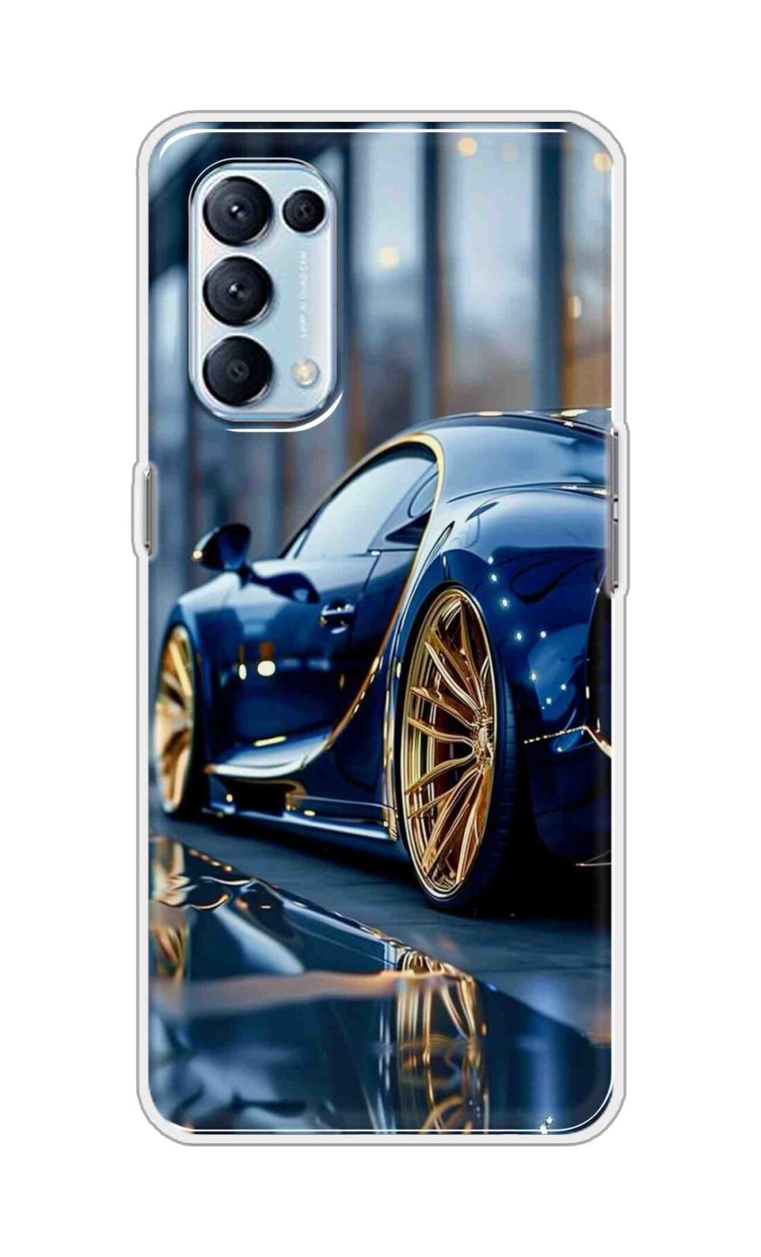 Coberta Back Cover For Oppo Reno5 Pro 4G Back Cover Stylish Case - Black Car with Golden Tier Design D16477