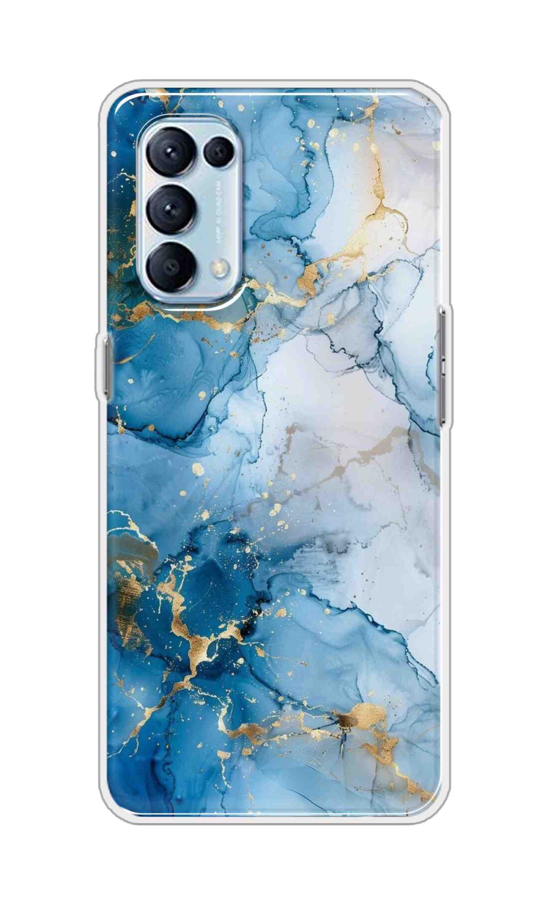 Coberta Back Cover For Oppo Reno5 Pro 4G Back Cover Stylish Case - Light Blue and Golden Marble Design D16481