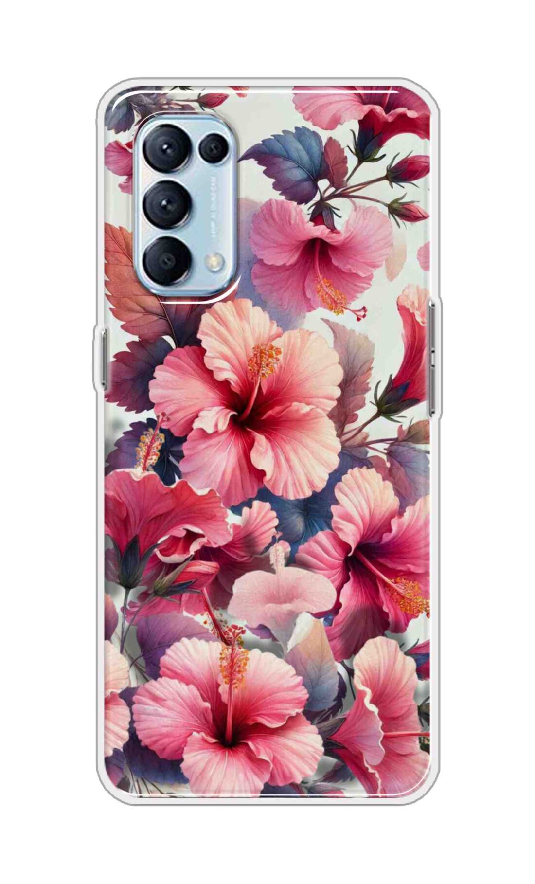 Coberta Back Cover For Oppo Reno5 Pro 4G Back Cover Stylish Case - Pink Leaves and Flowers Design D16525