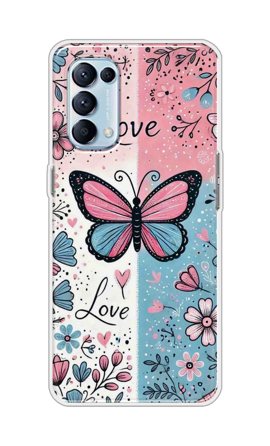 Coberta Back Cover For Oppo Reno5 Pro 4G Back Cover Stylish Case - Butterfly and Love Text Design D16526