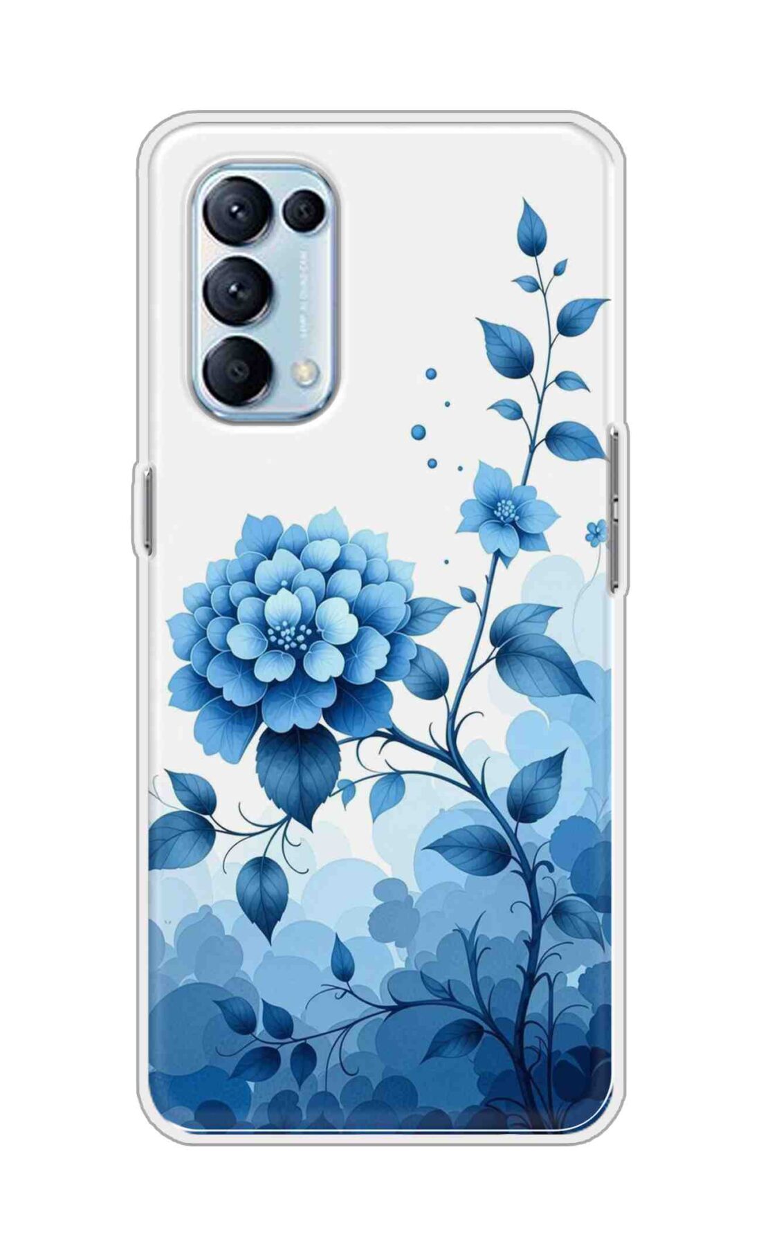 Coberta Back Cover For Oppo Reno5 Pro 4G Back Cover Stylish Case - Blue Flowers in White Design D16644