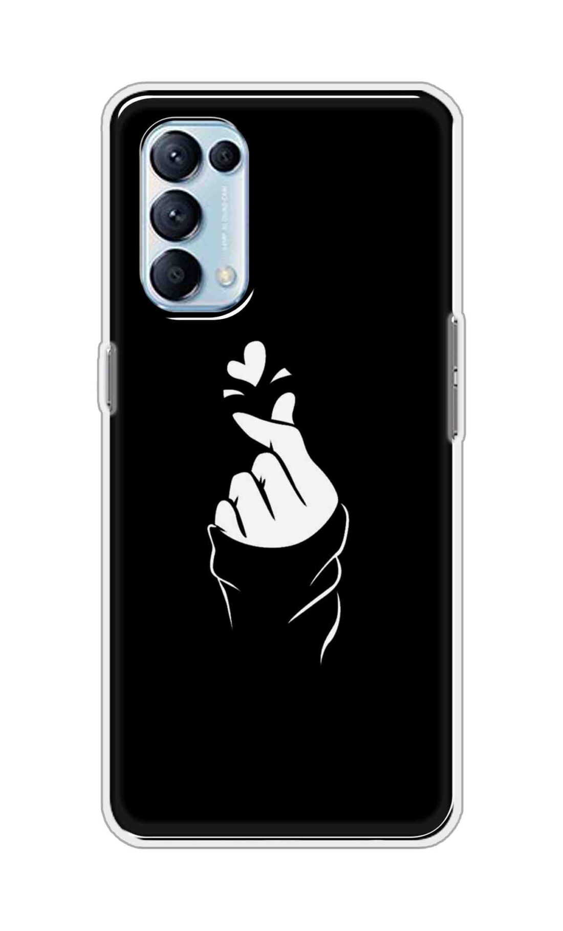 Coberta Back Cover For Oppo Reno5 Pro 5G Back Cover Stylish Case - Black Korean Heart Design D11802