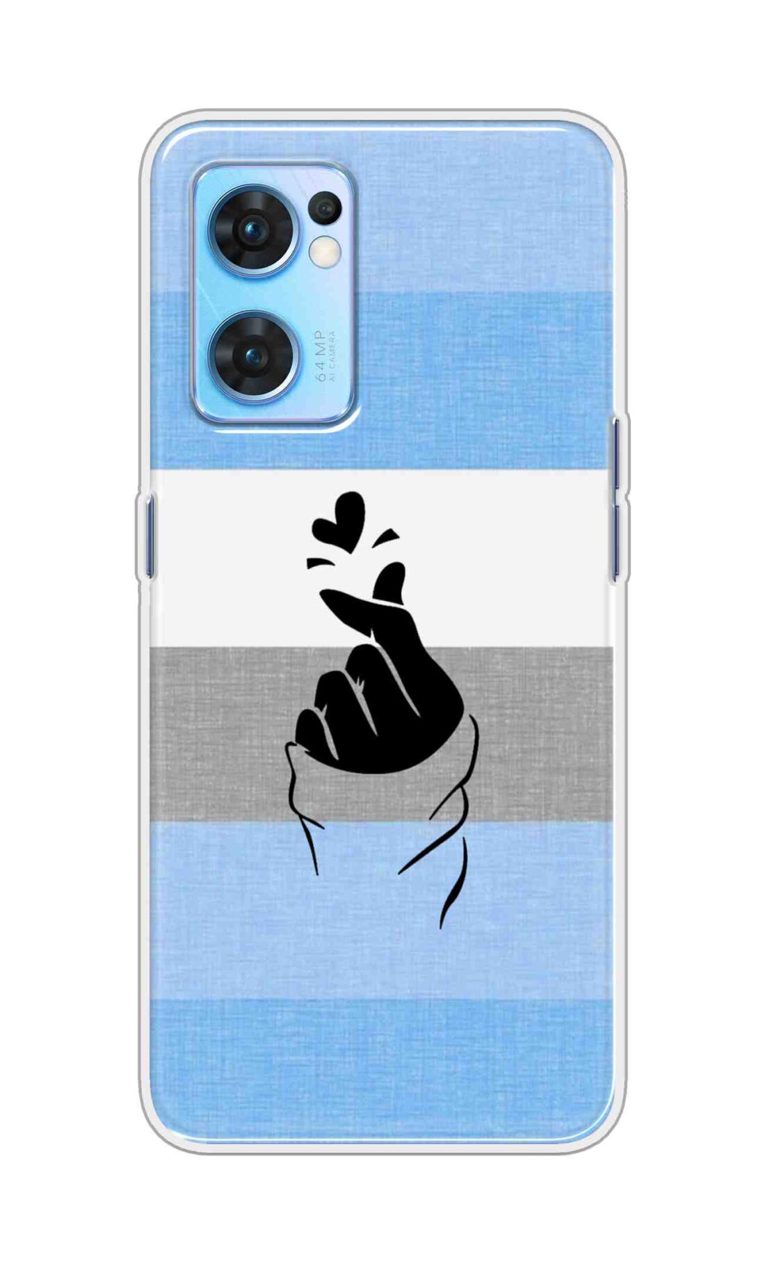 Coberta Back Cover For Oppo Reno 7 5G Back Cover Stylish Case - Blue and Grey Korean Heart Design D14909