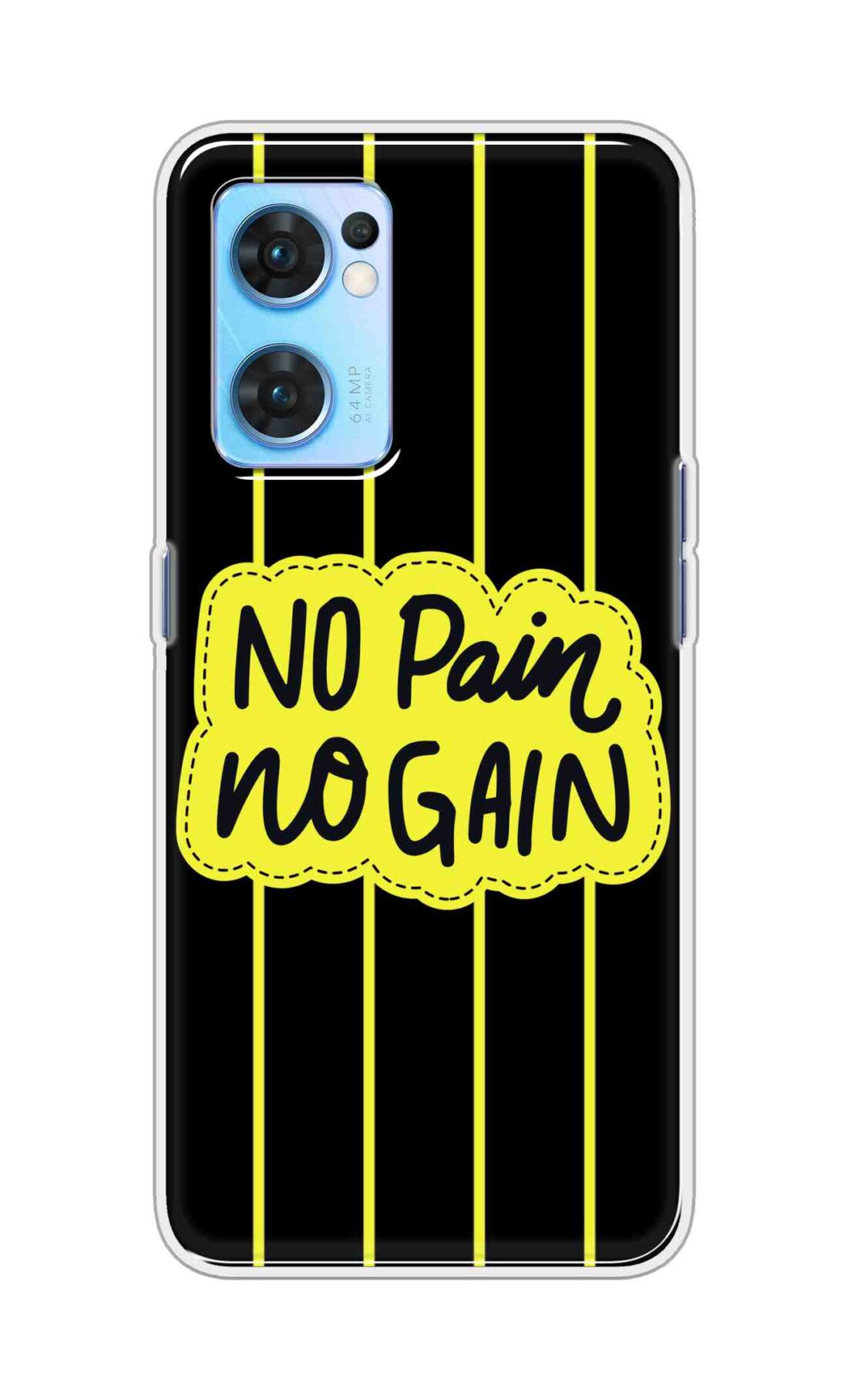 Coberta Back Cover For Oppo Reno 7 5G Back Cover Stylish Case - No Pain No Gain in Yellow Design D16508
