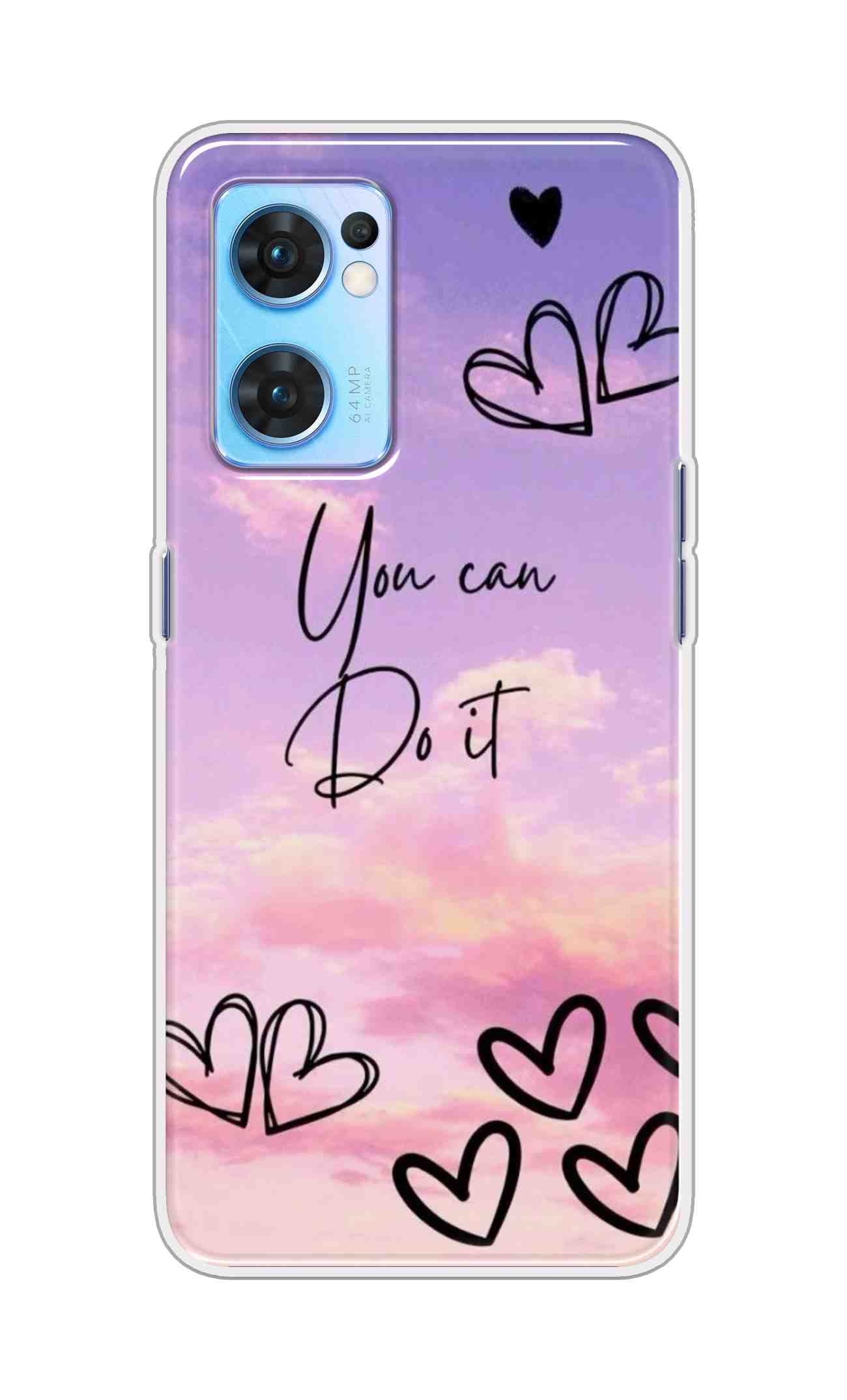 Coberta Back Cover For Oppo Reno 7 5G Back Cover Stylish Case - You Can Do It and Hearts Design D16539