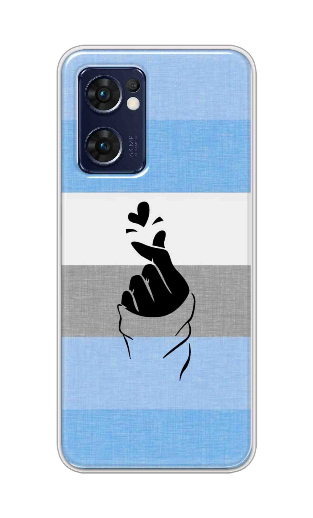 Coberta Back Cover For Oppo Reno 7 5G Back Cover Stylish Case - Blue and Grey Korean Heart Design D14909