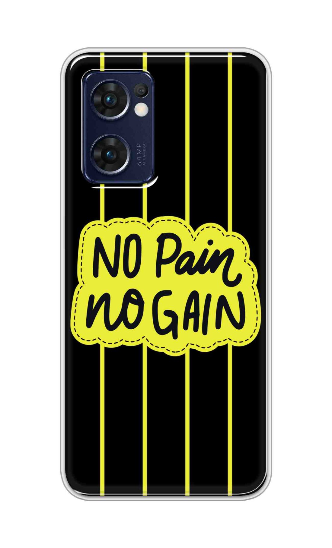 Coberta Back Cover For Oppo Reno 7 5G Back Cover Stylish Case - No Pain No Gain in Yellow Design D16508
