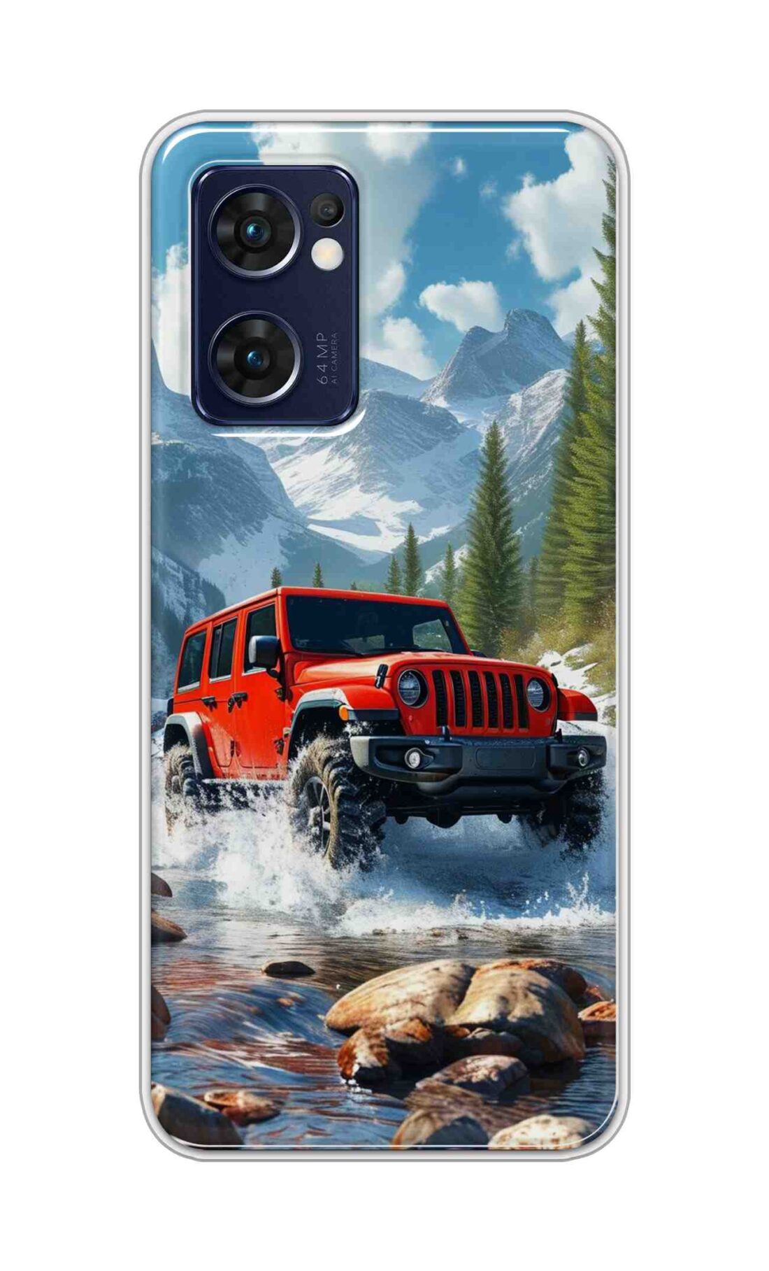 Coberta Back Cover For Oppo Reno 7 5G Back Cover Stylish Case - Red Car in Nature Design D16513