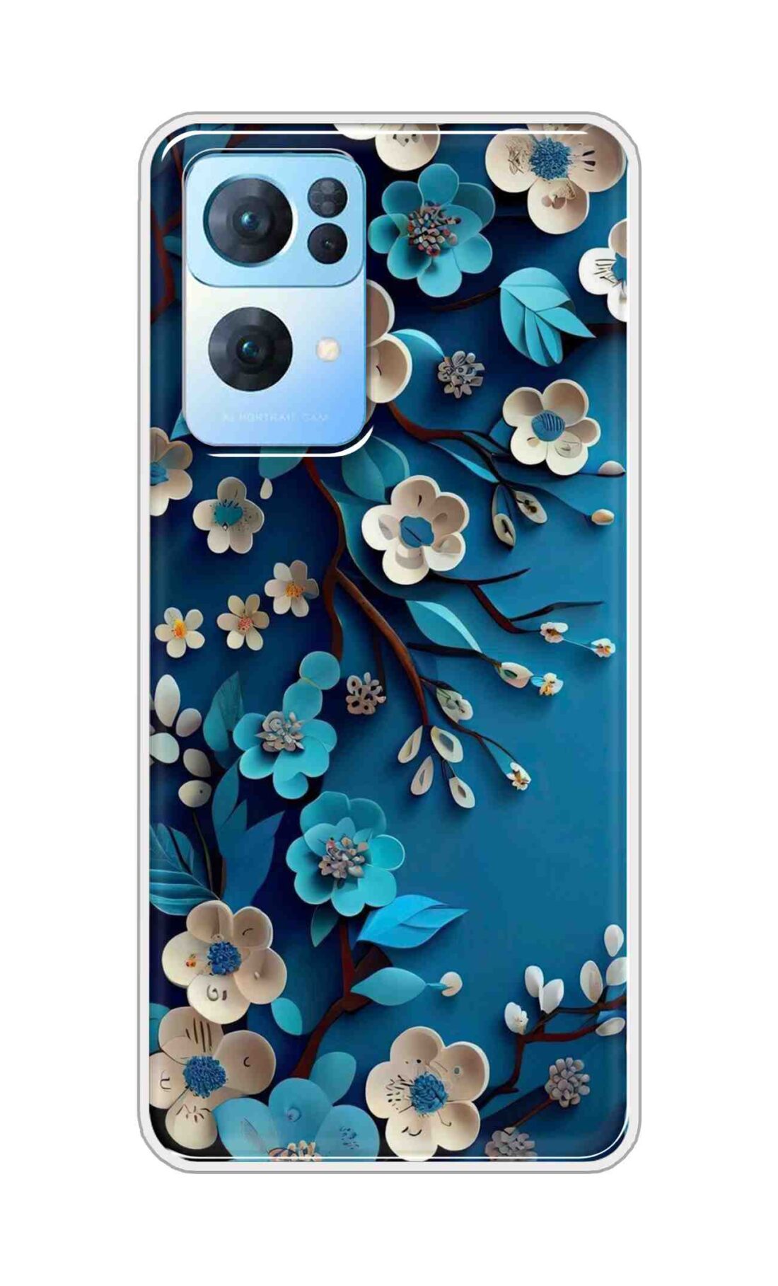 Coberta Back Cover For Oppo Reno 7 Pro Back Cover Stylish Case - Blue and White Flowers Design D16551
