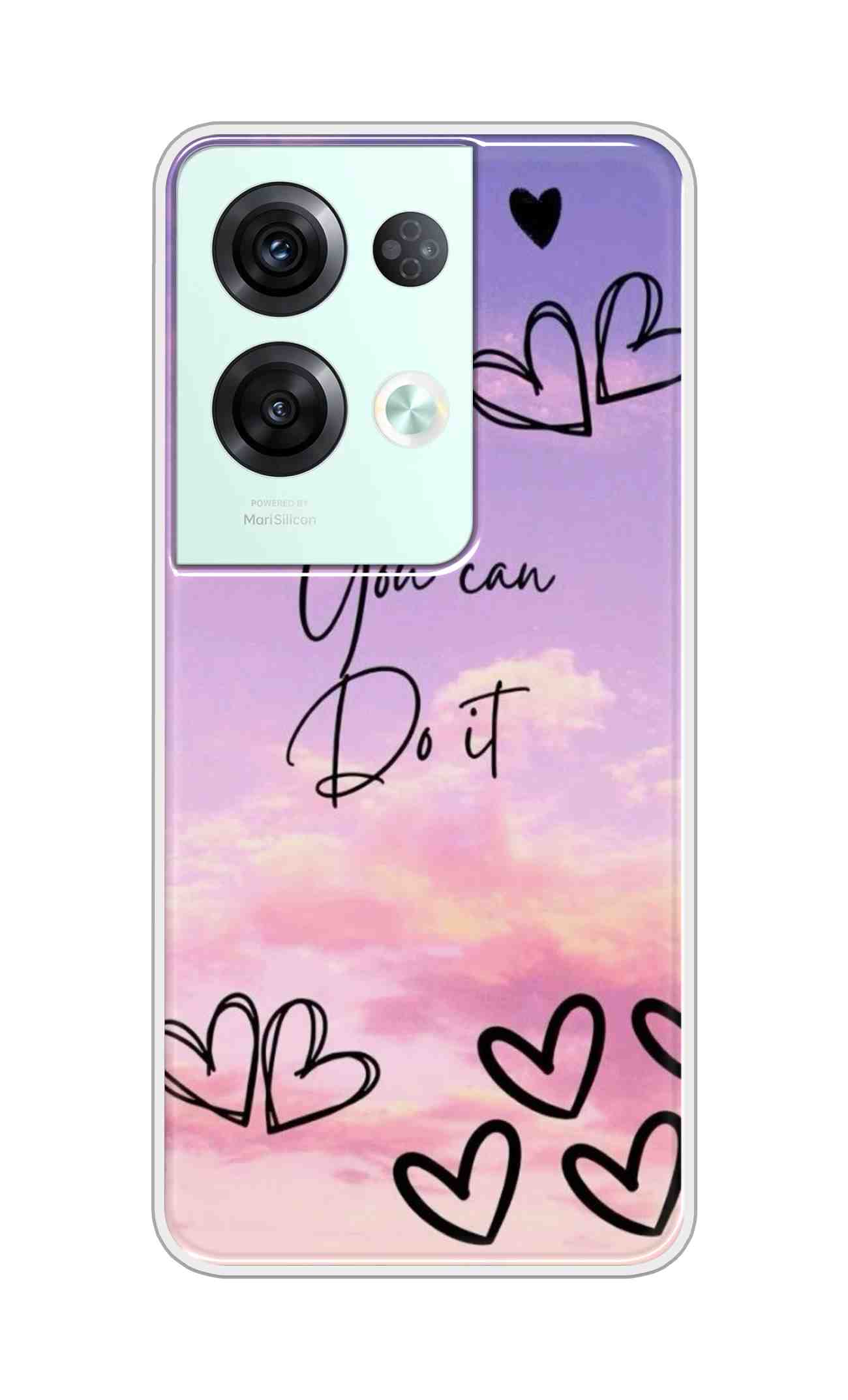 Coberta Back Cover For Oppo Reno8 Pro 5G Back Cover Stylish Case - You Can Do It and Hearts Design D16539