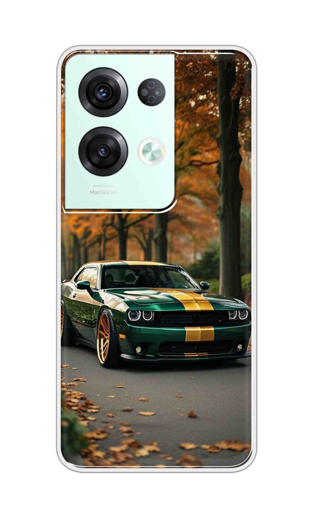 Coberta Back Cover For Oppo Reno8 Pro 5G Back Cover Stylish Case - Golden Line in Green Design D16546