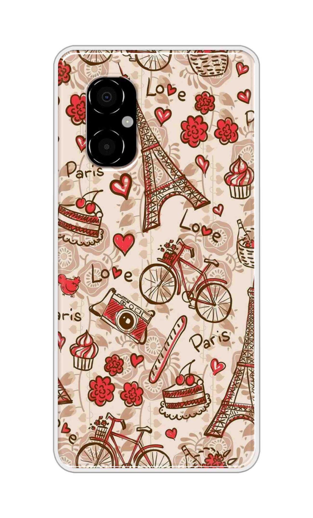 Coberta Back Cover For Poco M4 5G Back Cover Stylish Case - Paris and Love Text Pattern D11626