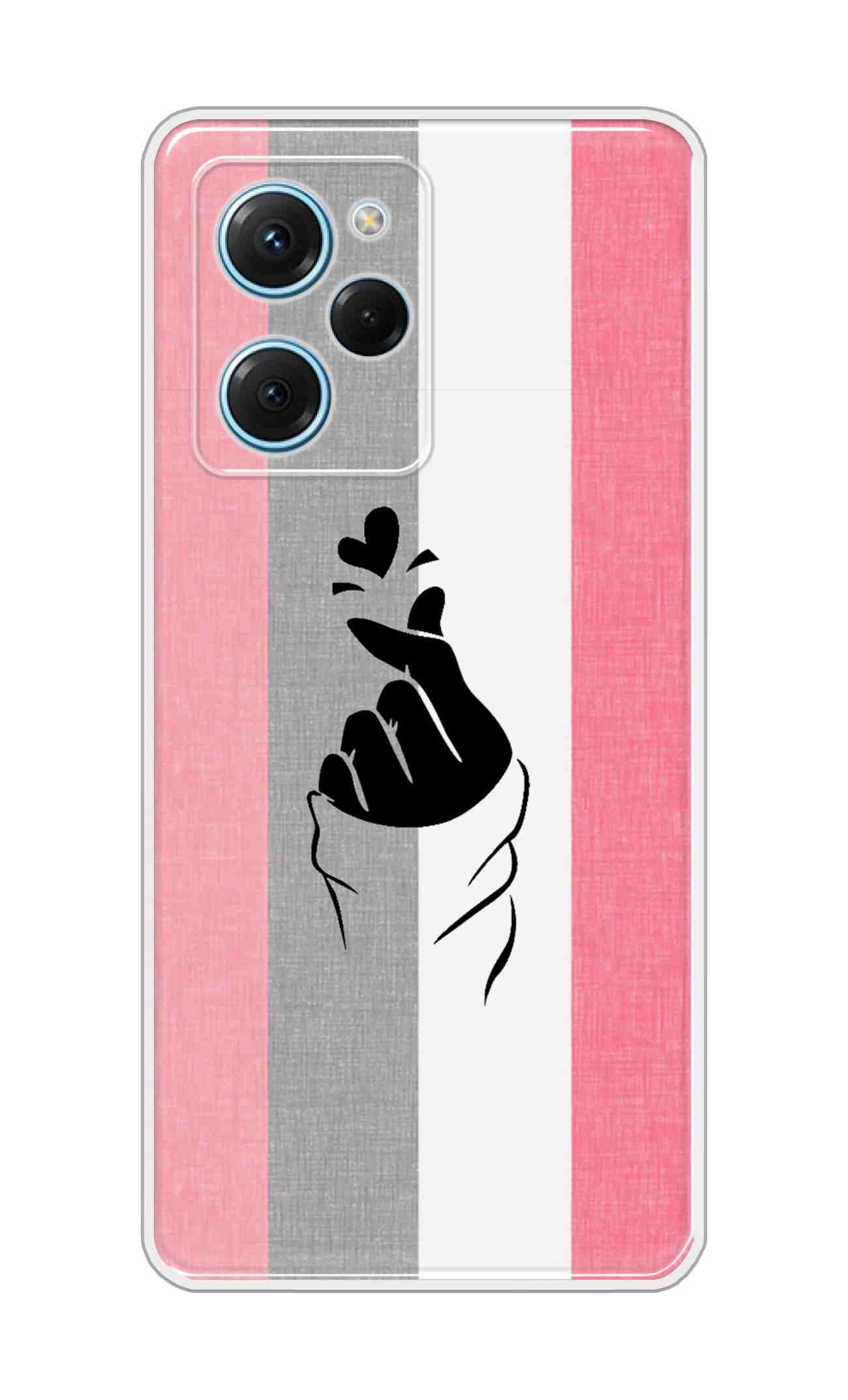 Coberta Back Cover For Poco X5 Pro 5G Back Cover Stylish Case - Pink and Grey Korean Heart Design D11894
