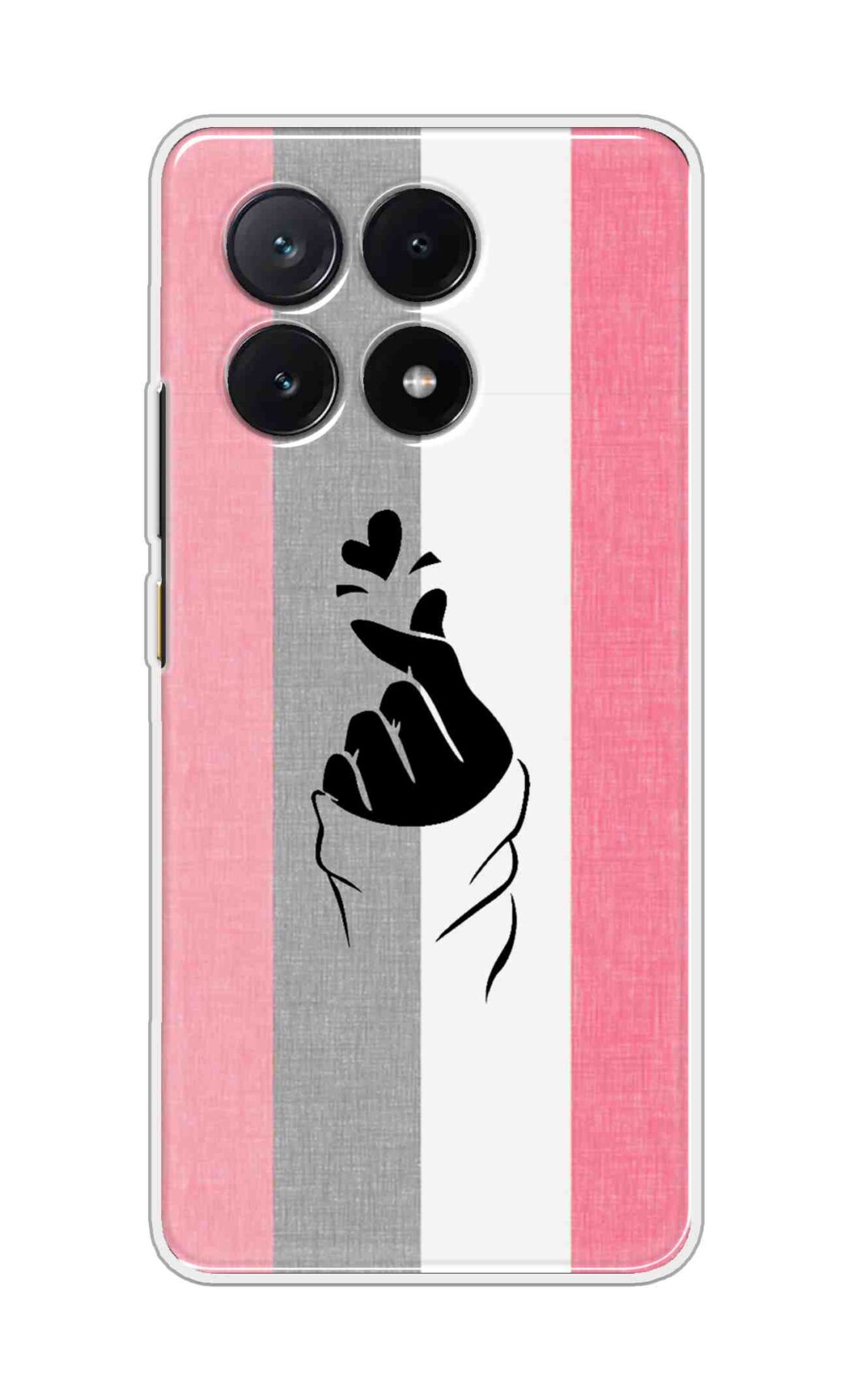 Coberta Back Cover For POCO X6 Pro 5G Back Cover Stylish Case - Pink and Grey Korean Heart Design D11894