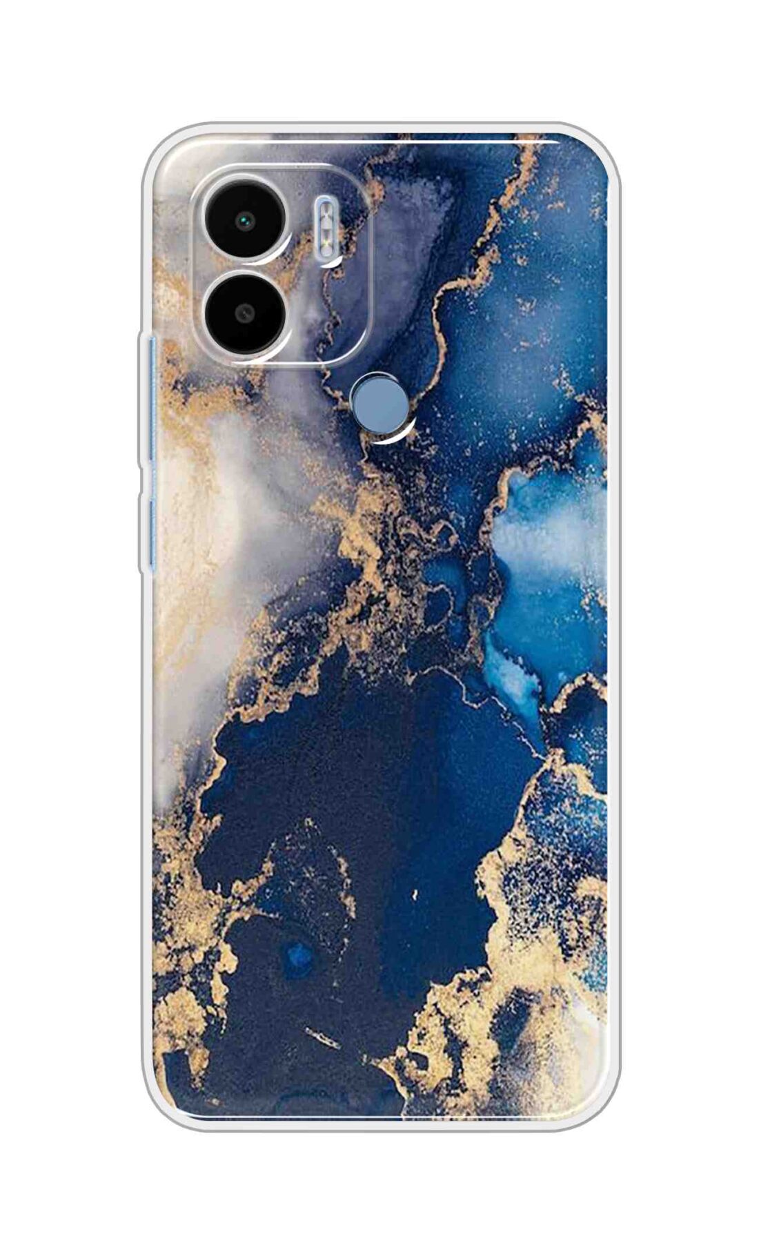 Coberta Back Cover For Poco C51 Back Cover Stylish Case - White and Dark Blue Marble Design D16177