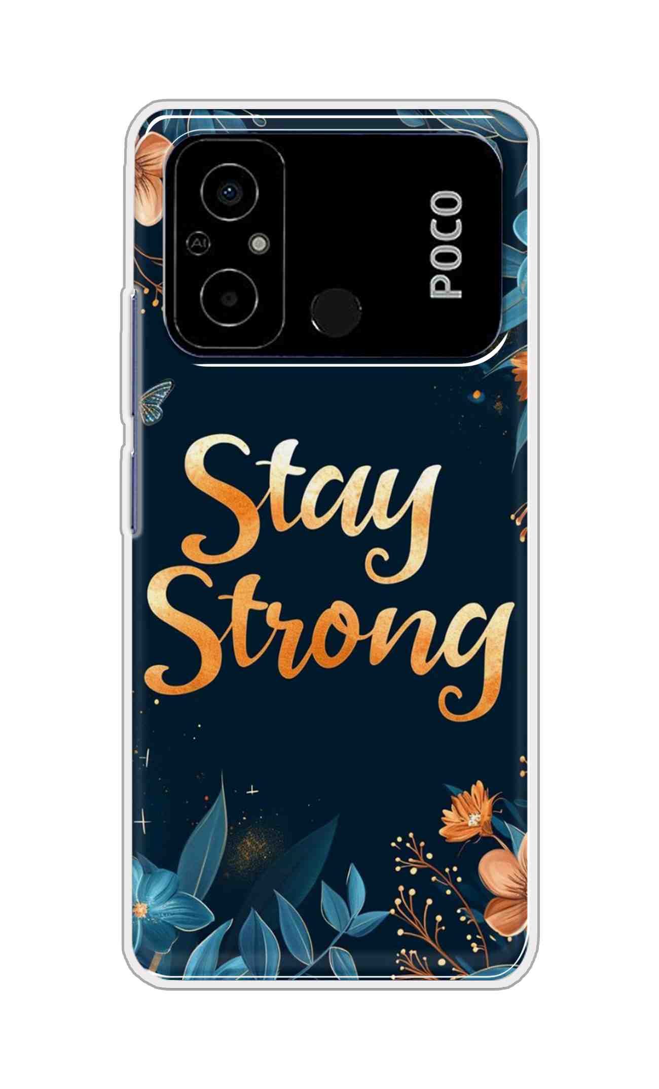 Coberta Back Cover For Poco C55 Back Cover Stylish Case - Stay Strong with Flowers Design D16514