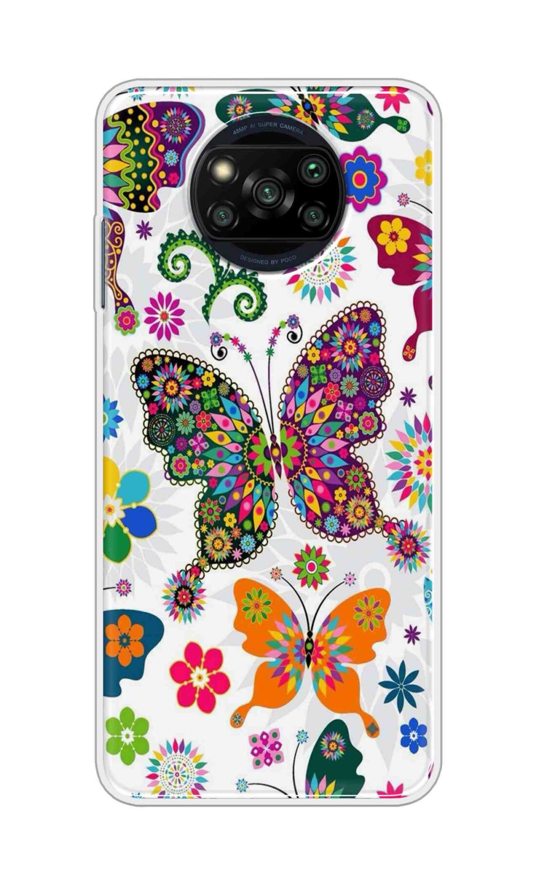 Coberta Back Cover For Poco X3 Pro Back Cover Stylish Case - Colourful Butterflyes Design D11038