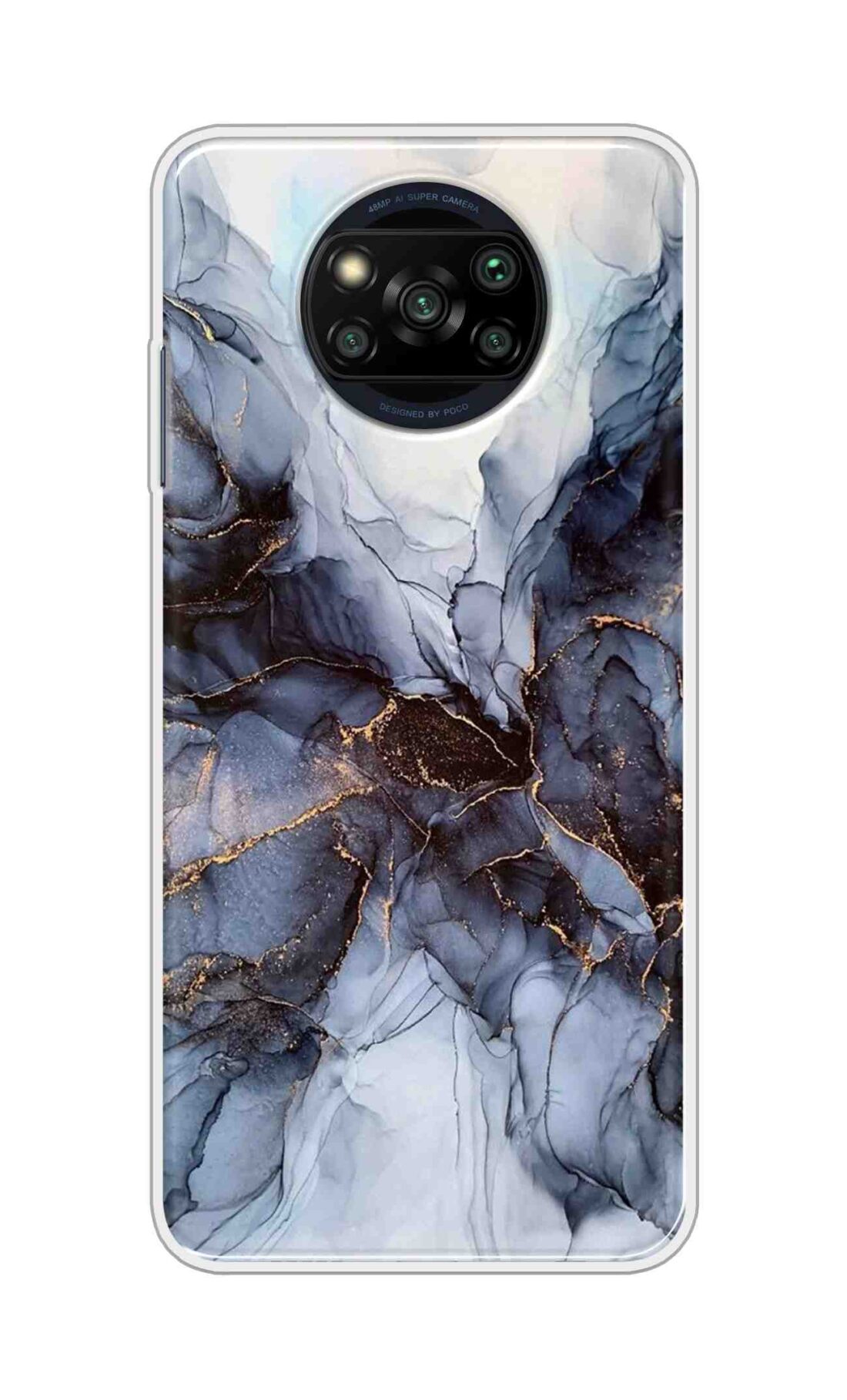 Coberta Back Cover For Poco X3 Pro Back Cover Stylish Case - Light Blue Marble Design D16039