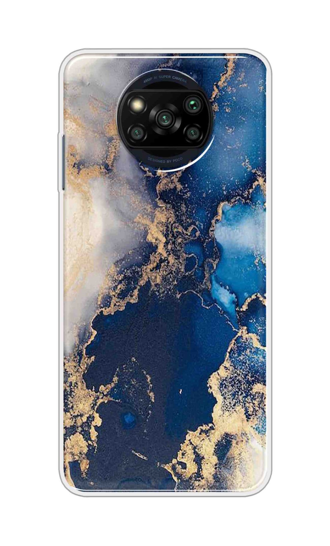 Coberta Back Cover For Poco X3 Pro Back Cover Stylish Case - White and Dark Blue Marble Design D16177