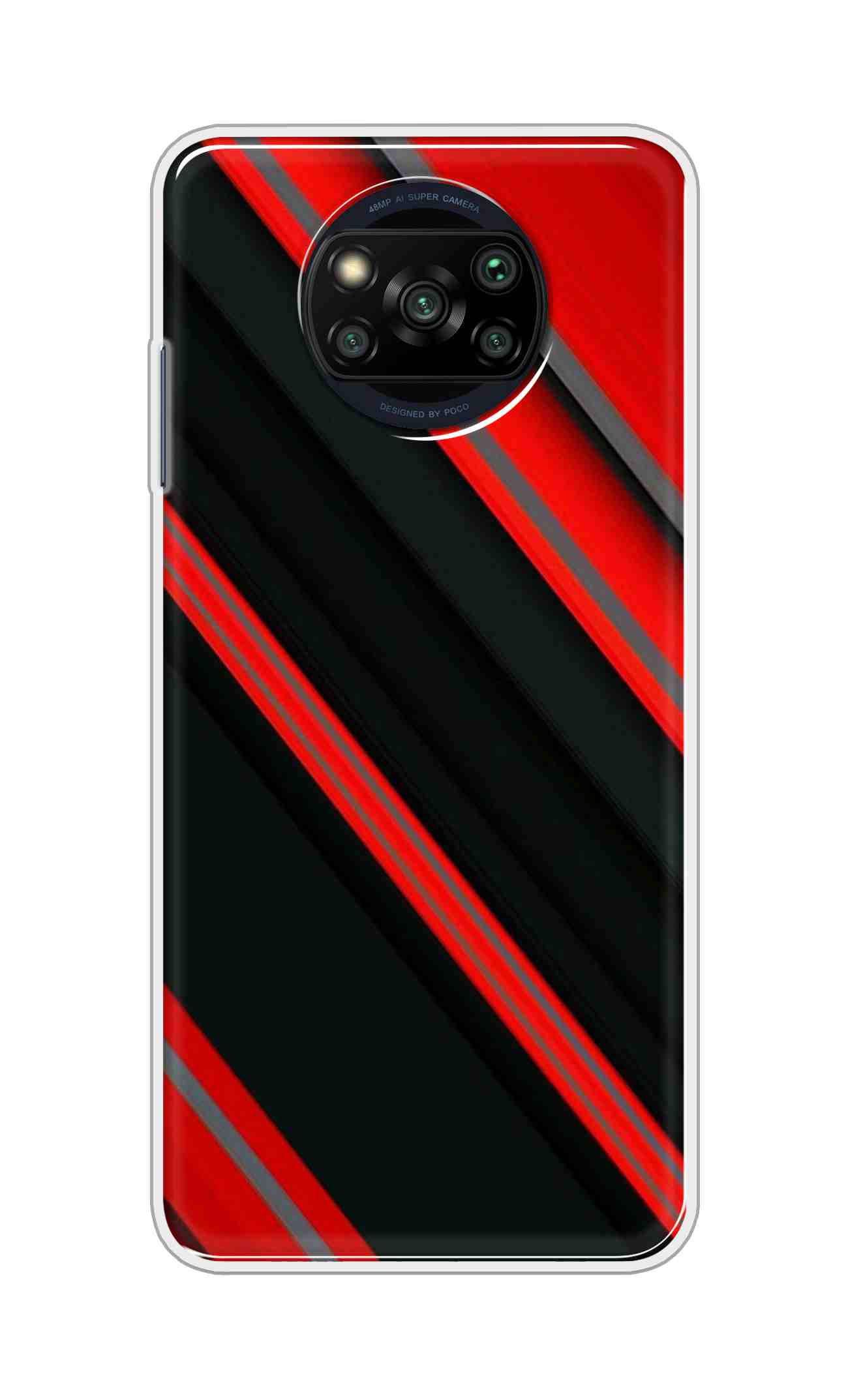 Coberta Back Cover For Poco X3 Pro Back Cover Stylish Case - Red and Black 3D Pattern Design D16461