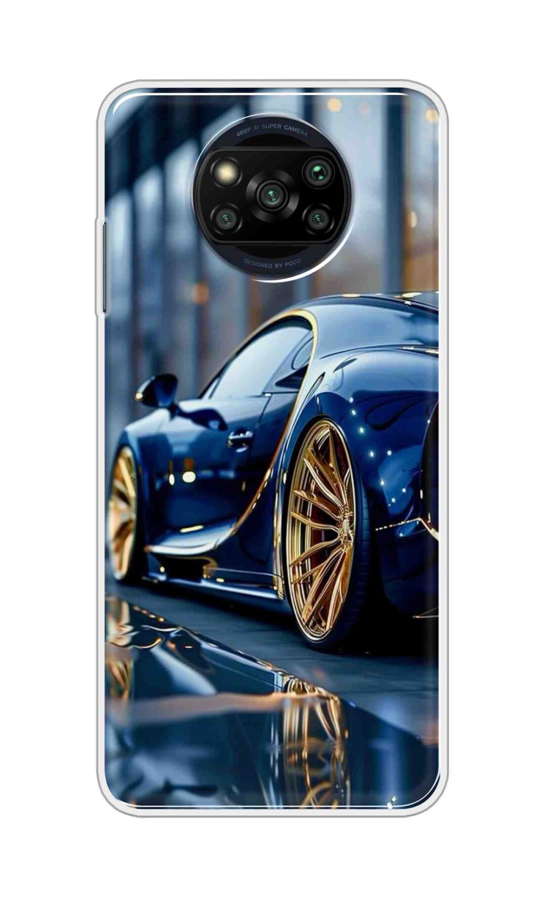 Coberta Back Cover For Poco X3 Pro Back Cover Stylish Case - Black Car with Golden Tier Design D16477