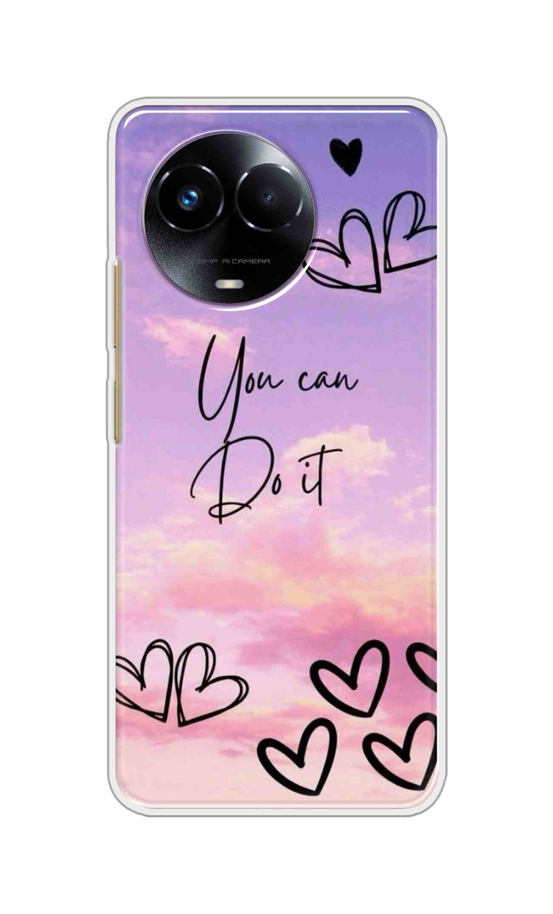 Coberta Back Cover For Realme 11 5G Back Cover Stylish Case - You Can Do It and Hearts Design D16539