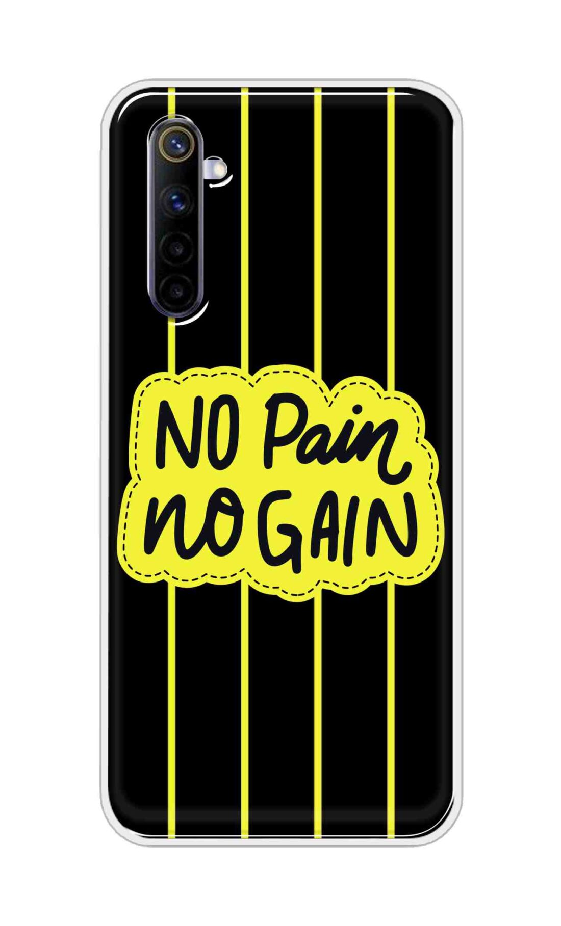 Coberta Back Cover For Realme 6 Back Cover Stylish Case - No Pain No Gain in Yellow Design D16508