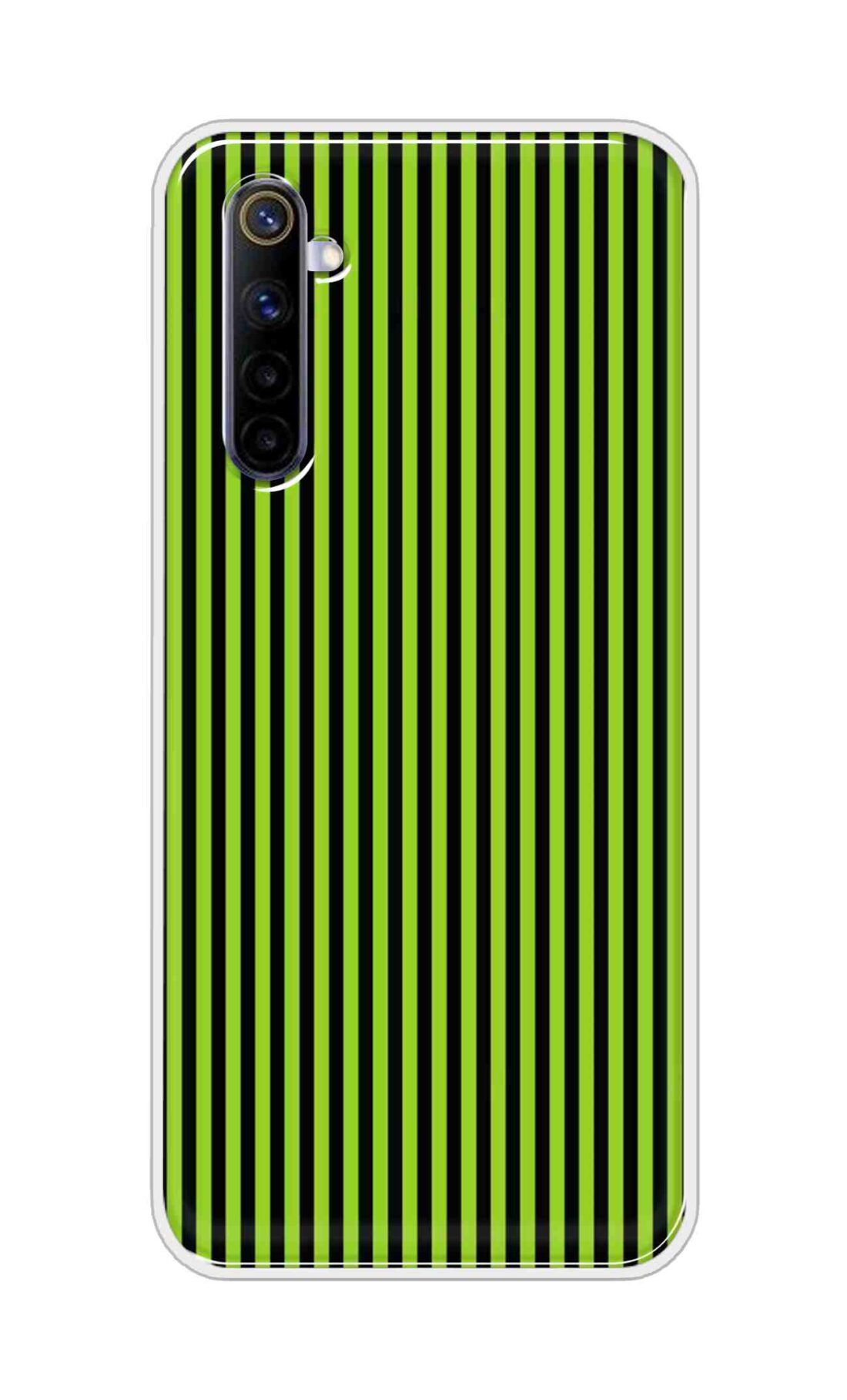 Coberta Back Cover For Realme 6 Back Cover Stylish Case - Green and Black Liner Design D16511