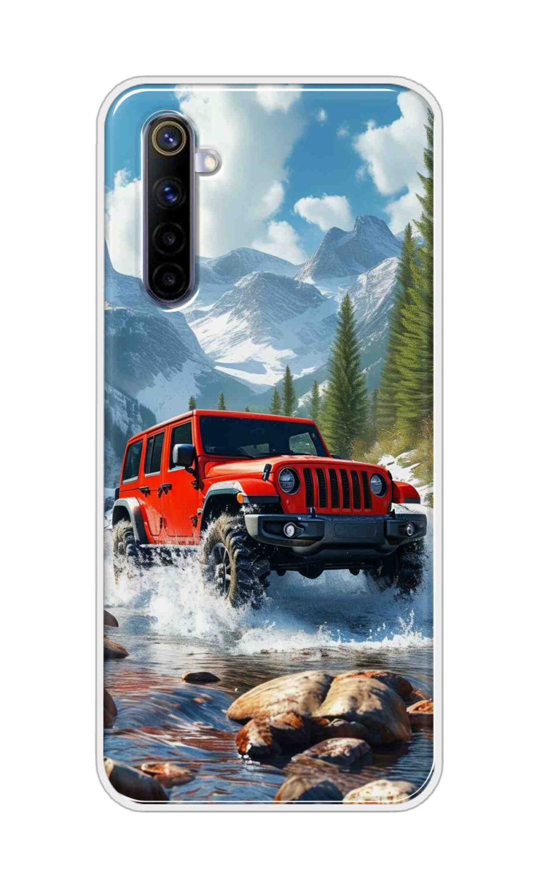 Coberta Back Cover For Realme 6 Back Cover Stylish Case - Red Car in Nature Design D16513
