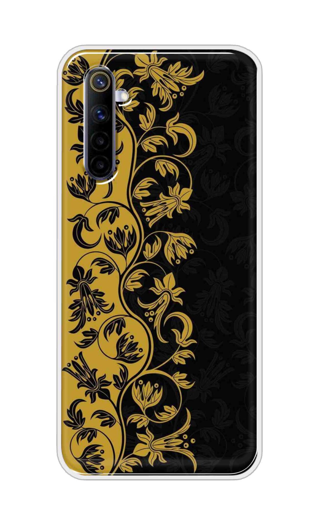 Coberta Back Cover For Realme 6 Back Cover Stylish Case - Black and Yellow Leaves Design D16518