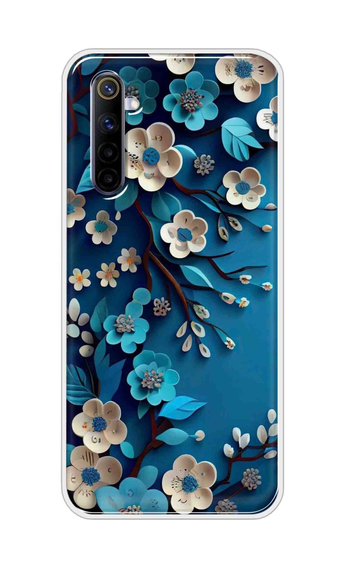 Coberta Back Cover For Realme 6 Back Cover Stylish Case - Blue and White Flowers Design D16551