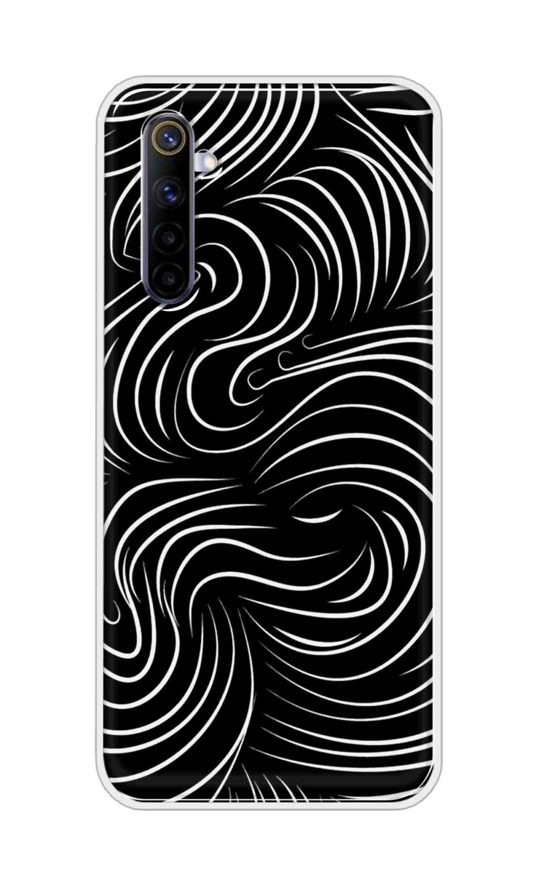 Coberta Back Cover For Realme 6 Back Cover Stylish Case - White Curves Design D16552