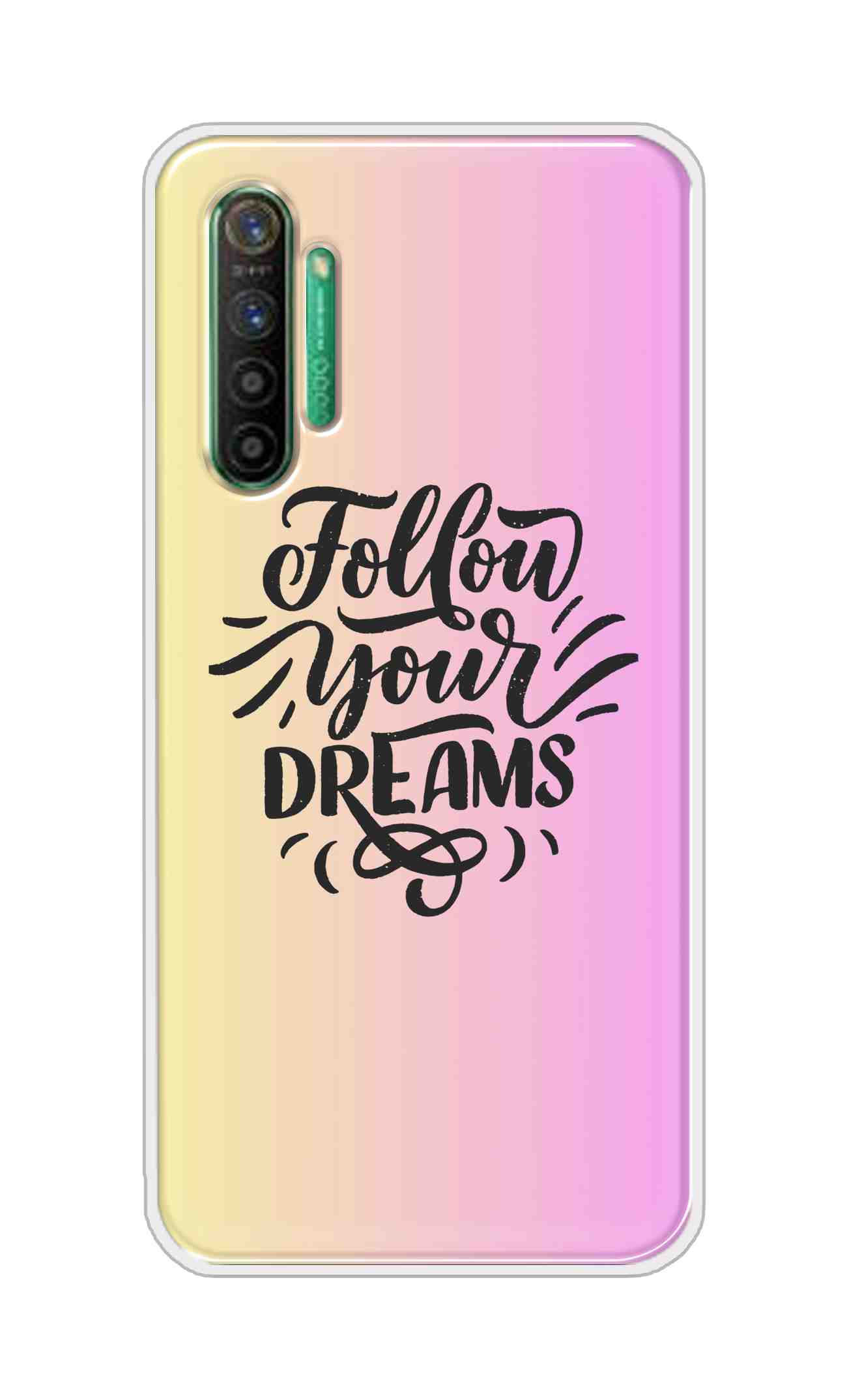 Coberta Back Cover For Realme X2 Back Cover Stylish Case - Follow Your Dreams In Pink And Yellow Design D16499