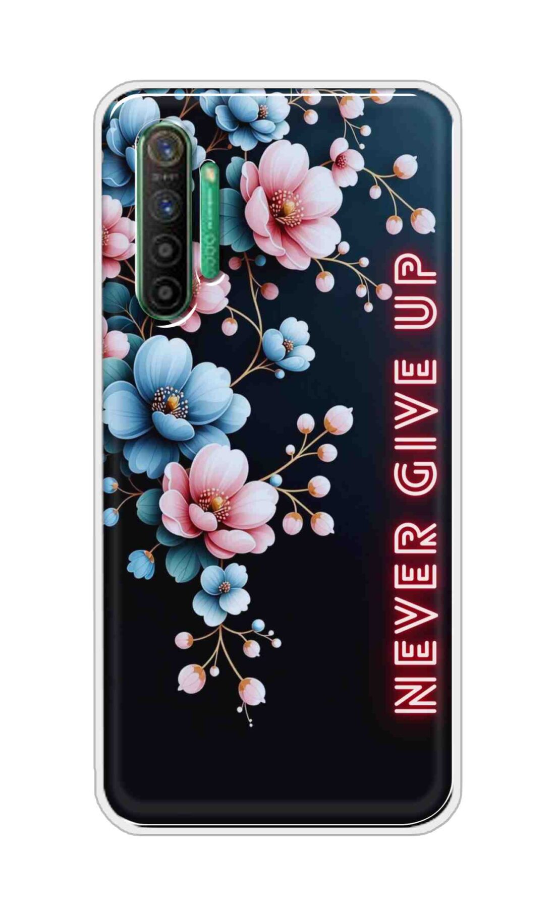 Coberta Back Cover For Realme X2 Back Cover Stylish Case - Never Give Up with Flowers Design D16500
