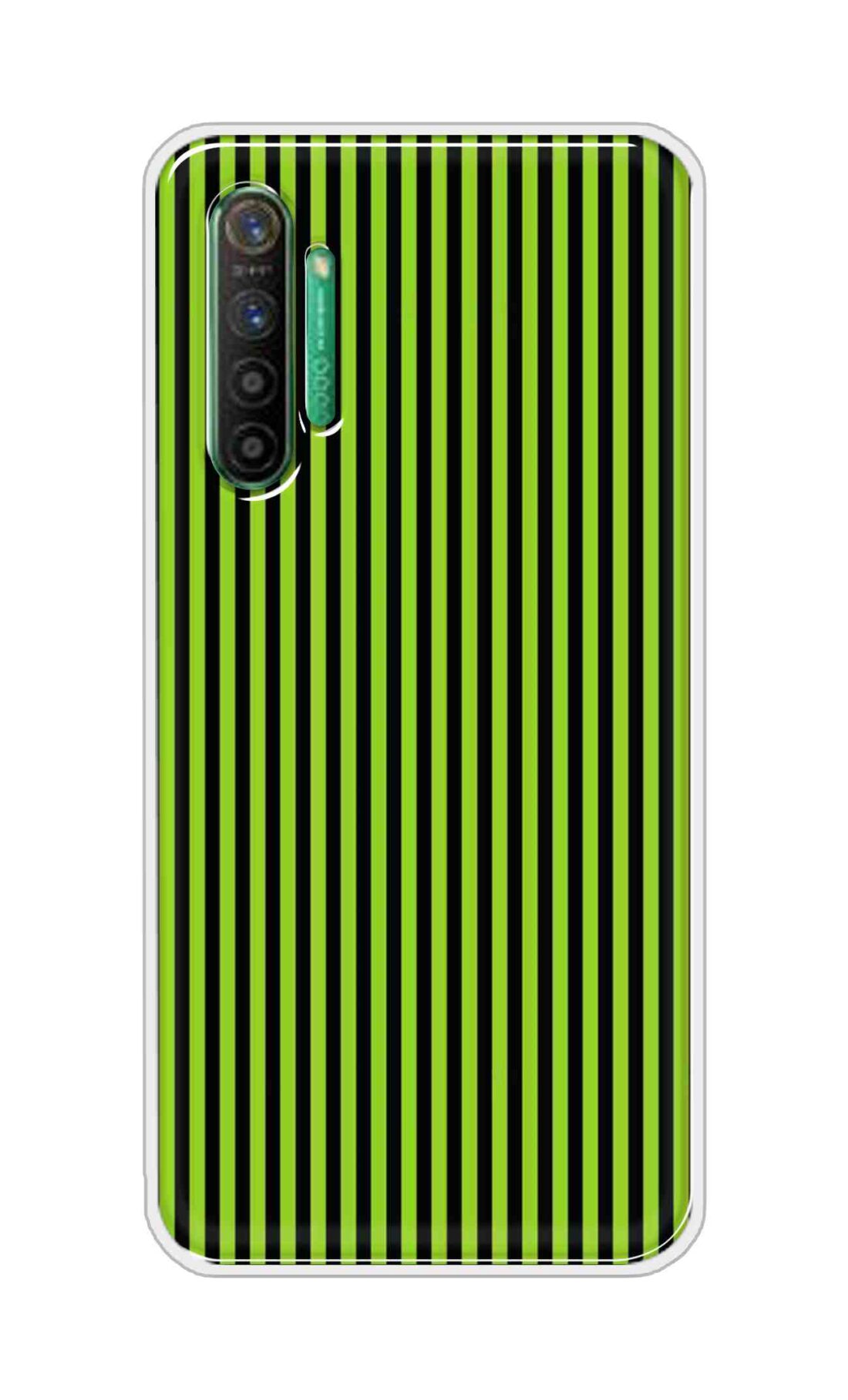 Coberta Back Cover For Realme X2 Back Cover Stylish Case - Green and Black Liner Design D16511