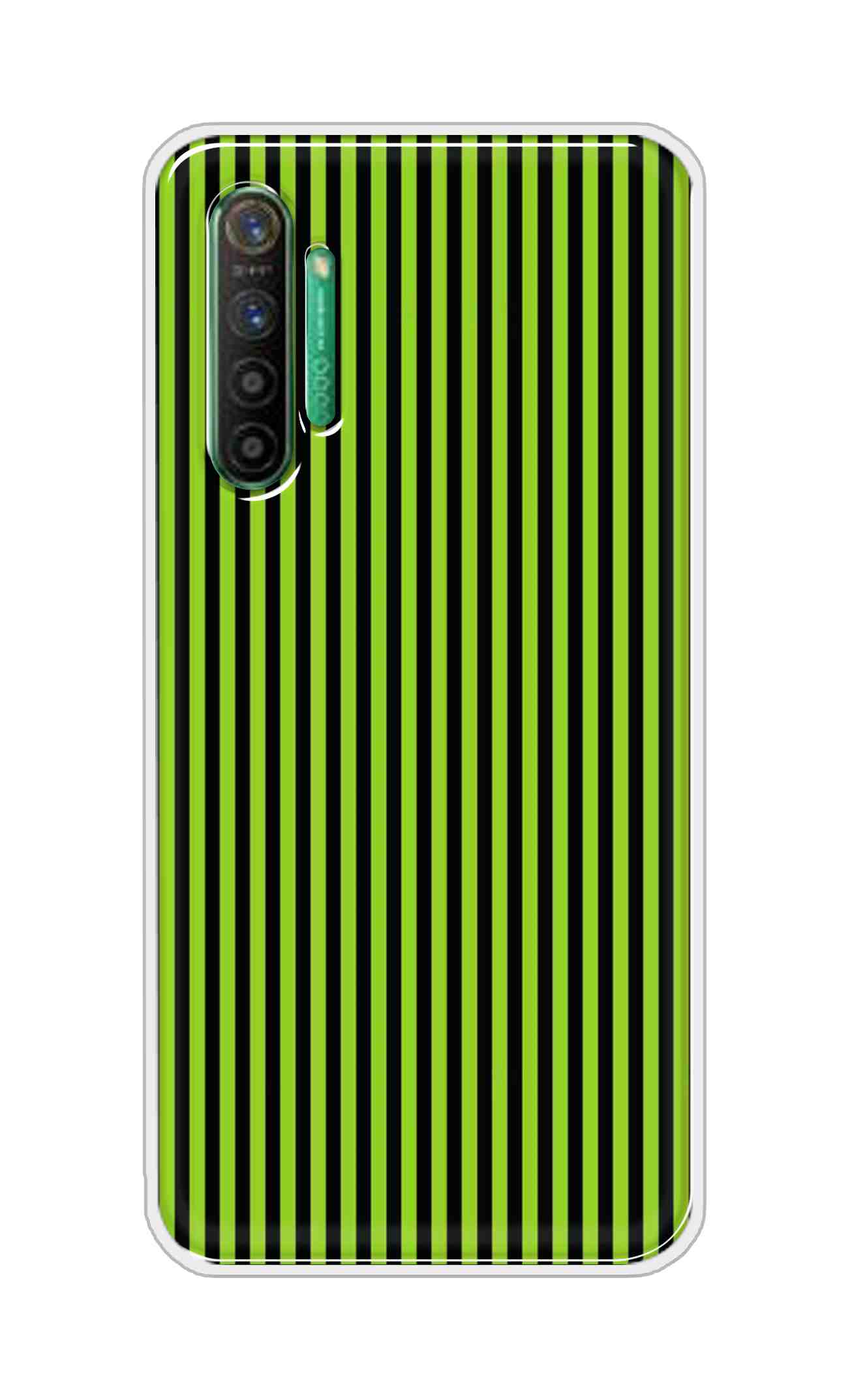Coberta Back Cover For Realme X2 Back Cover Stylish Case - Green and Black Liner Design D16511