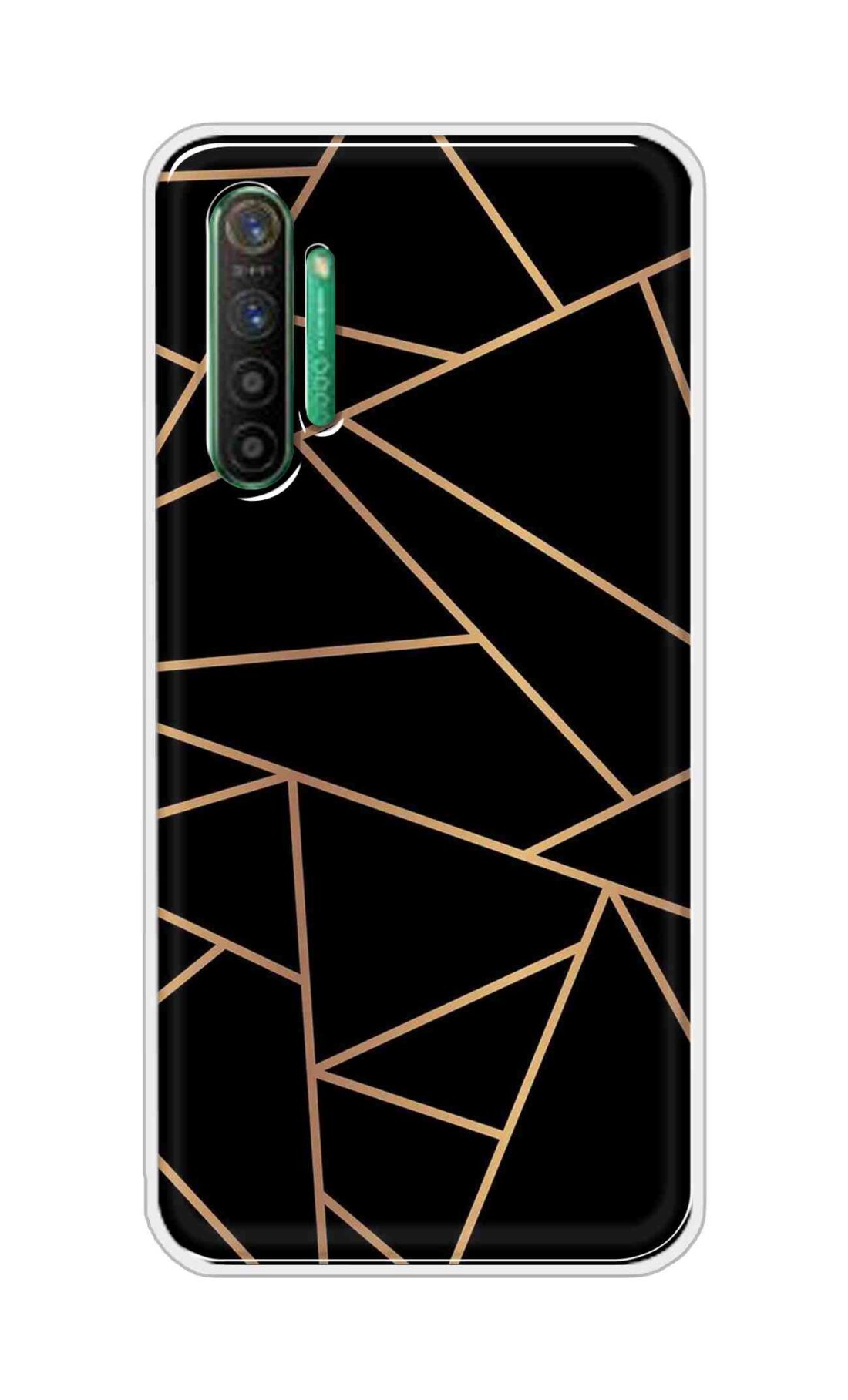 Coberta Back Cover For Realme X2 Back Cover Stylish Case - Golden Zig Zag Pattern in Black Design D16519