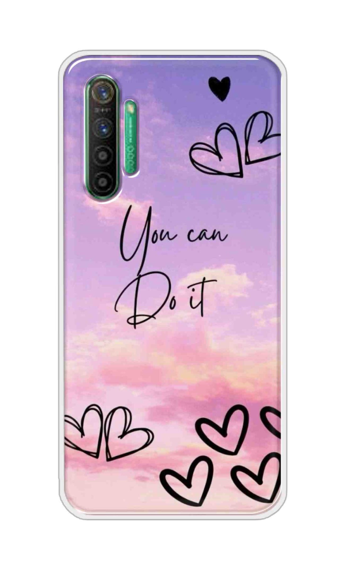 Coberta Back Cover For Realme X2 Back Cover Stylish Case - You Can Do It and Hearts Design D16539