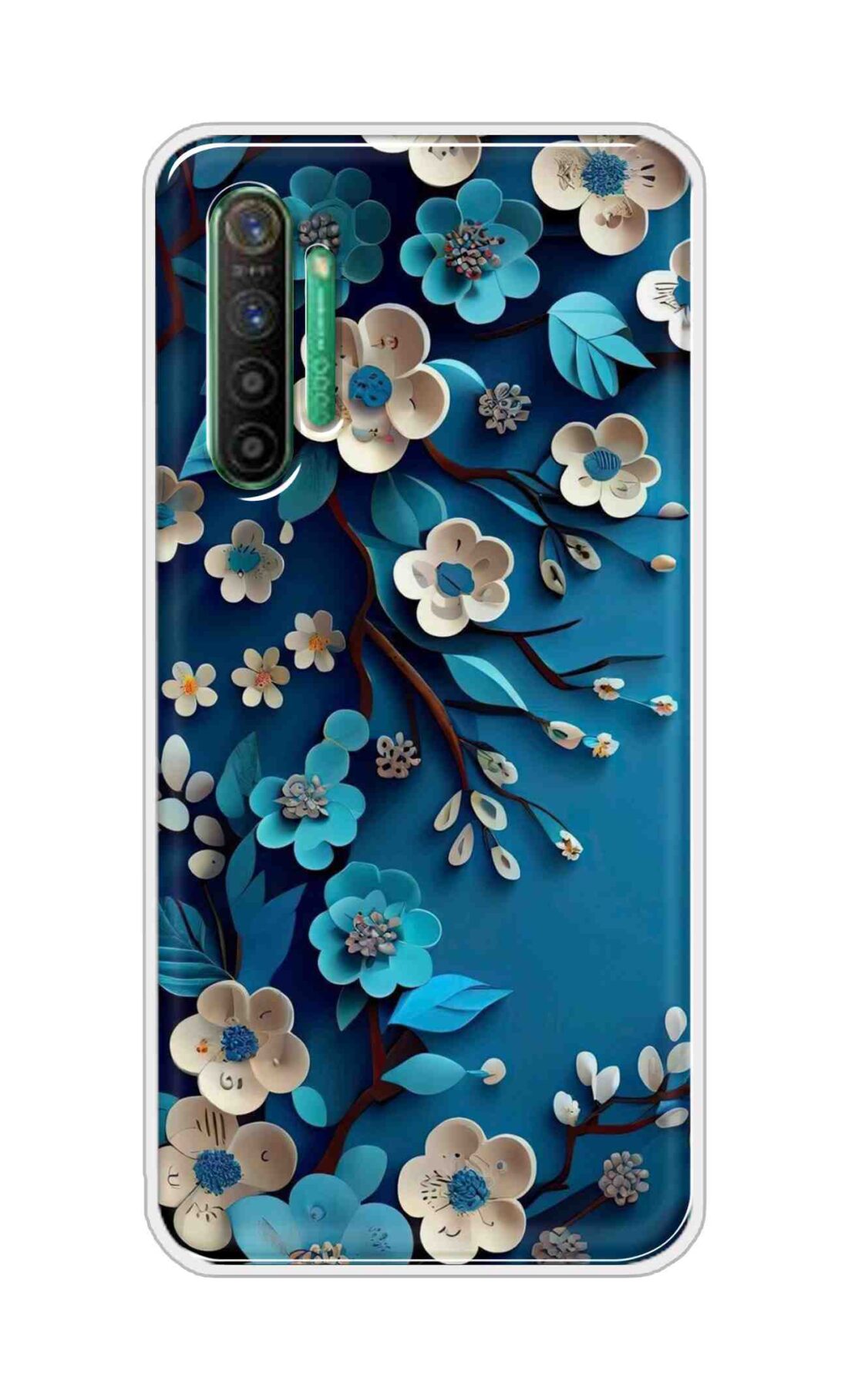 Coberta Back Cover For Realme X2 Back Cover Stylish Case - Blue and White Flowers Design D16551