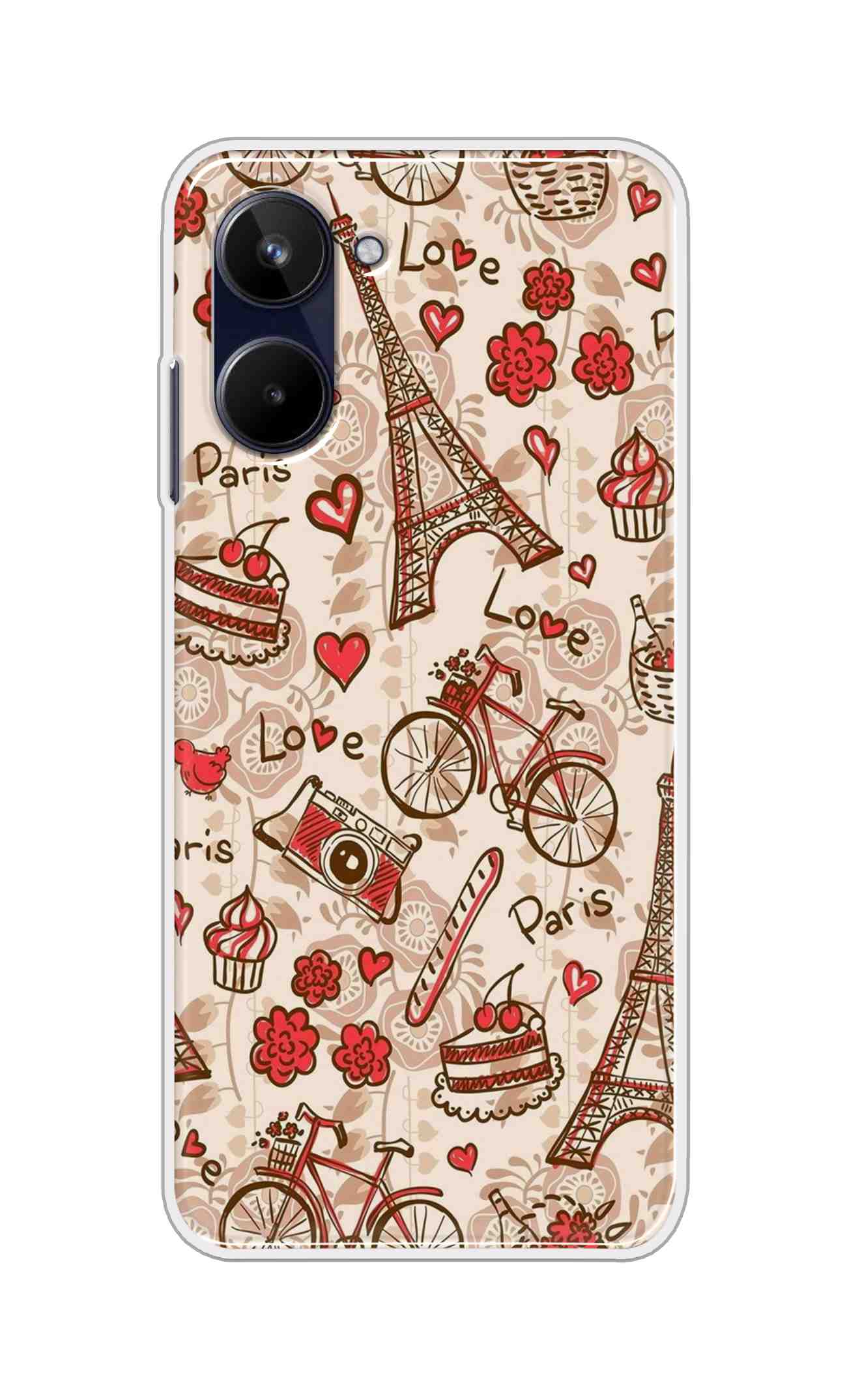 Coberta Back Cover For Realme 10 Back Cover Stylish Case - Paris and Love Text Pattern D11626
