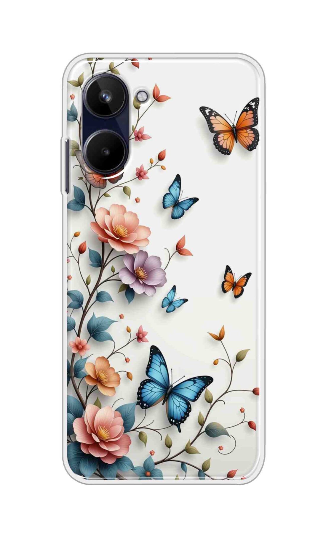 Coberta Back Cover For Realme 10 Back Cover Stylish Case - Multi Flowers and Butterflyes Design D16617