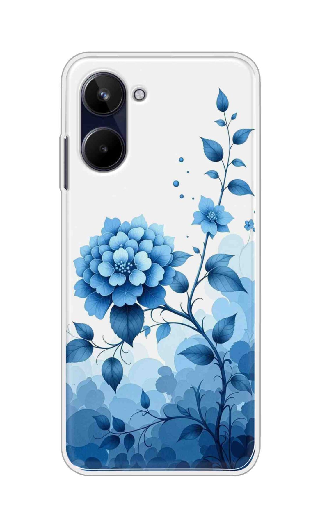 Coberta Back Cover For Realme 10 Back Cover Stylish Case - Blue Flowers in White Design D16644