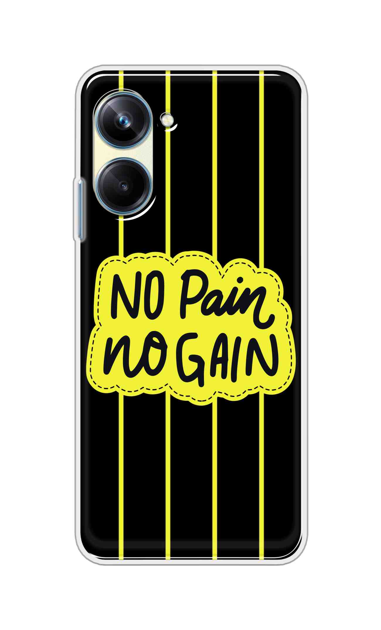 Coberta Back Cover For Realme 10 Pro Back Cover Stylish Case - No Pain No Gain in Yellow Design D16508