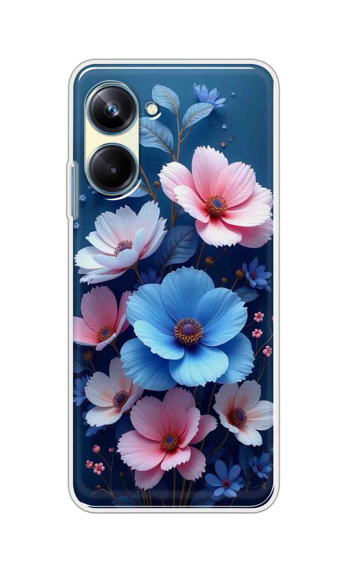 Coberta Back Cover For Realme 10 Pro Back Cover Stylish Case - Blue and Pink Flowers Design D16512