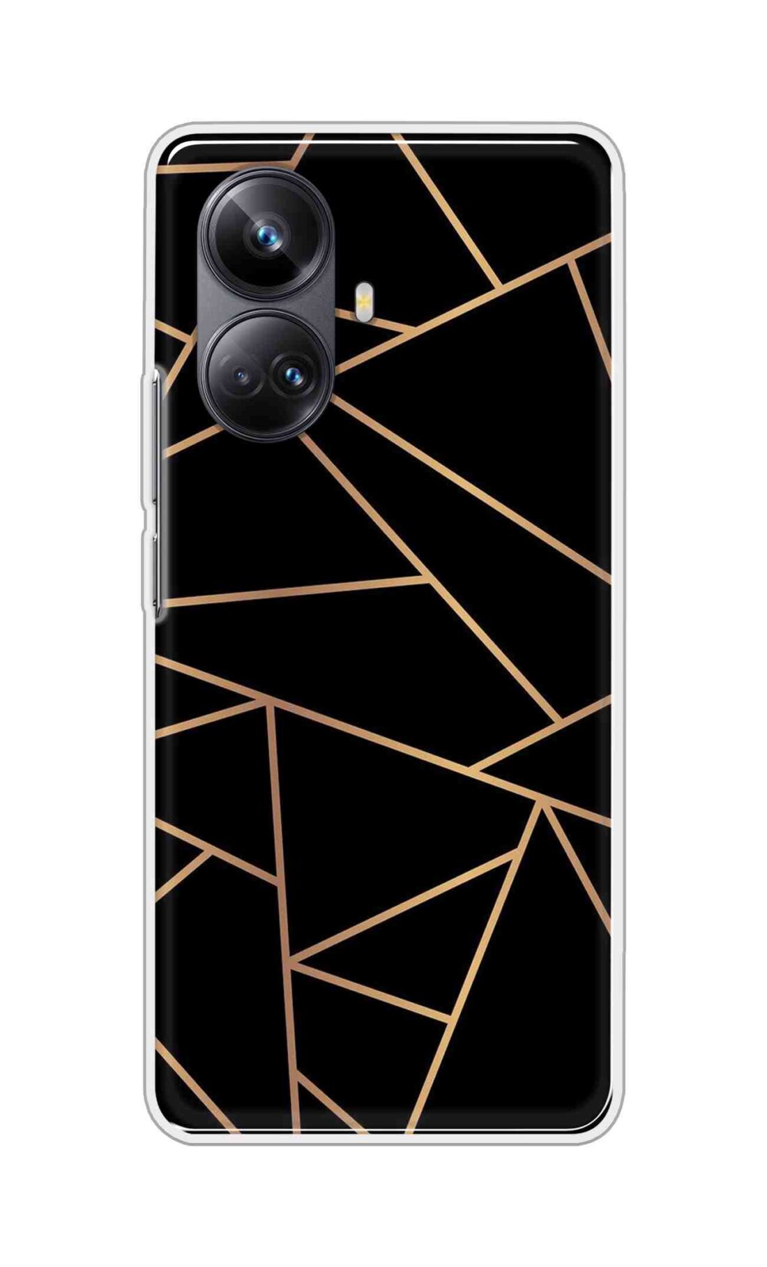 Coberta Back Cover For Realme 10 Pro Plus Back Cover Stylish Case - Golden Zig Zag Pattern in Black Design D16519