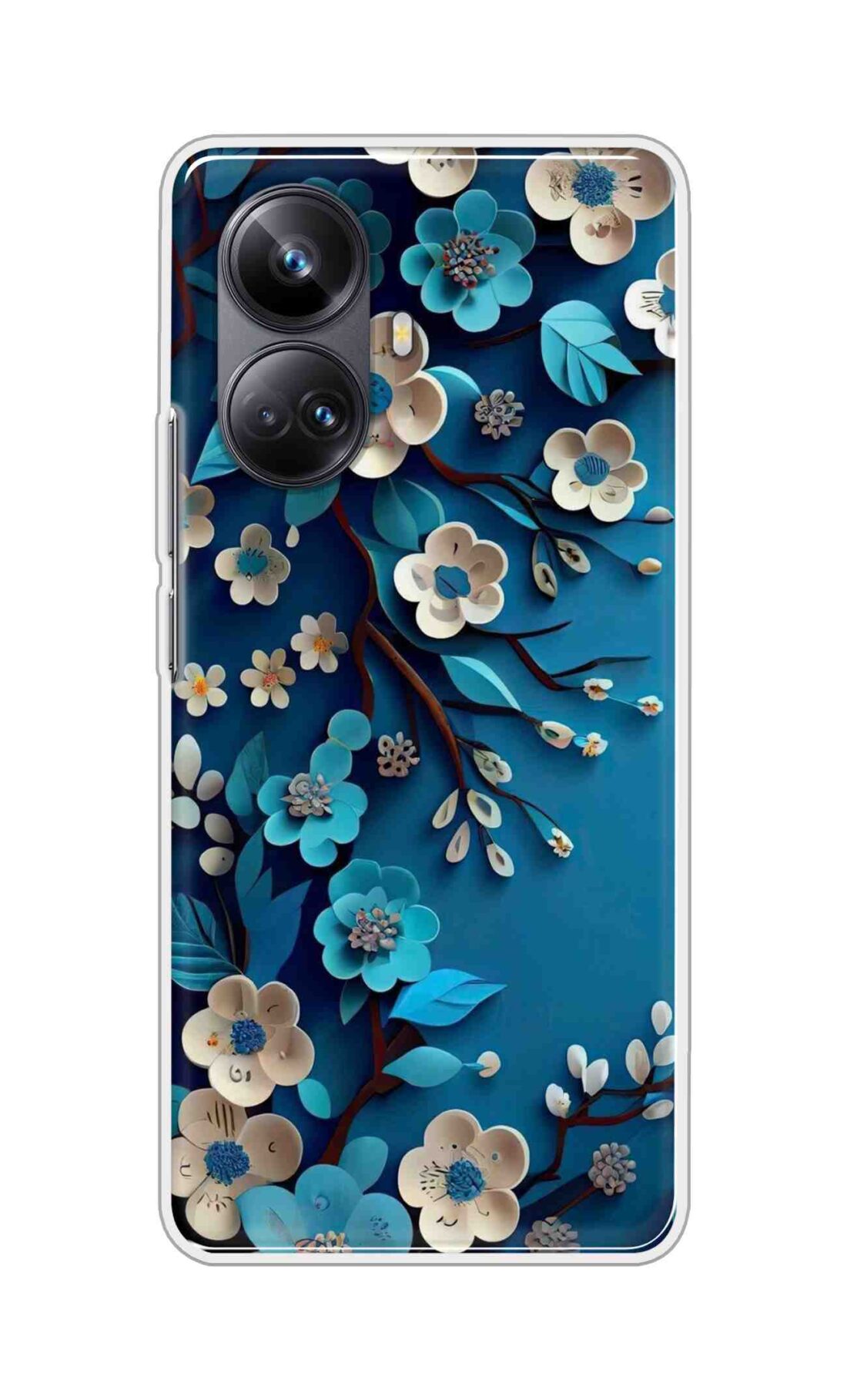 Coberta Back Cover For Realme 10 Pro Plus Back Cover Stylish Case - Blue and White Flowers Design D16551
