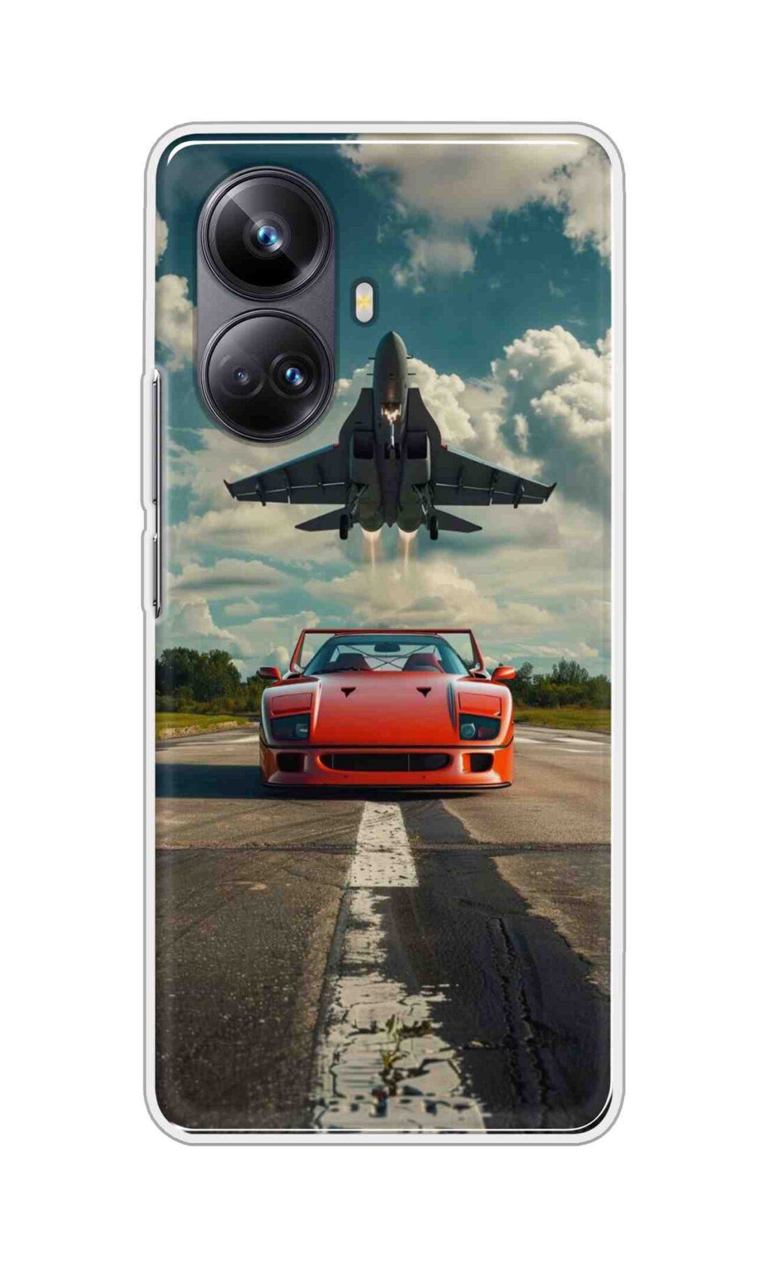 Coberta Back Cover For Realme 10 Pro Plus Back Cover Stylish Case - Red Car with Aeroplane Design D16596