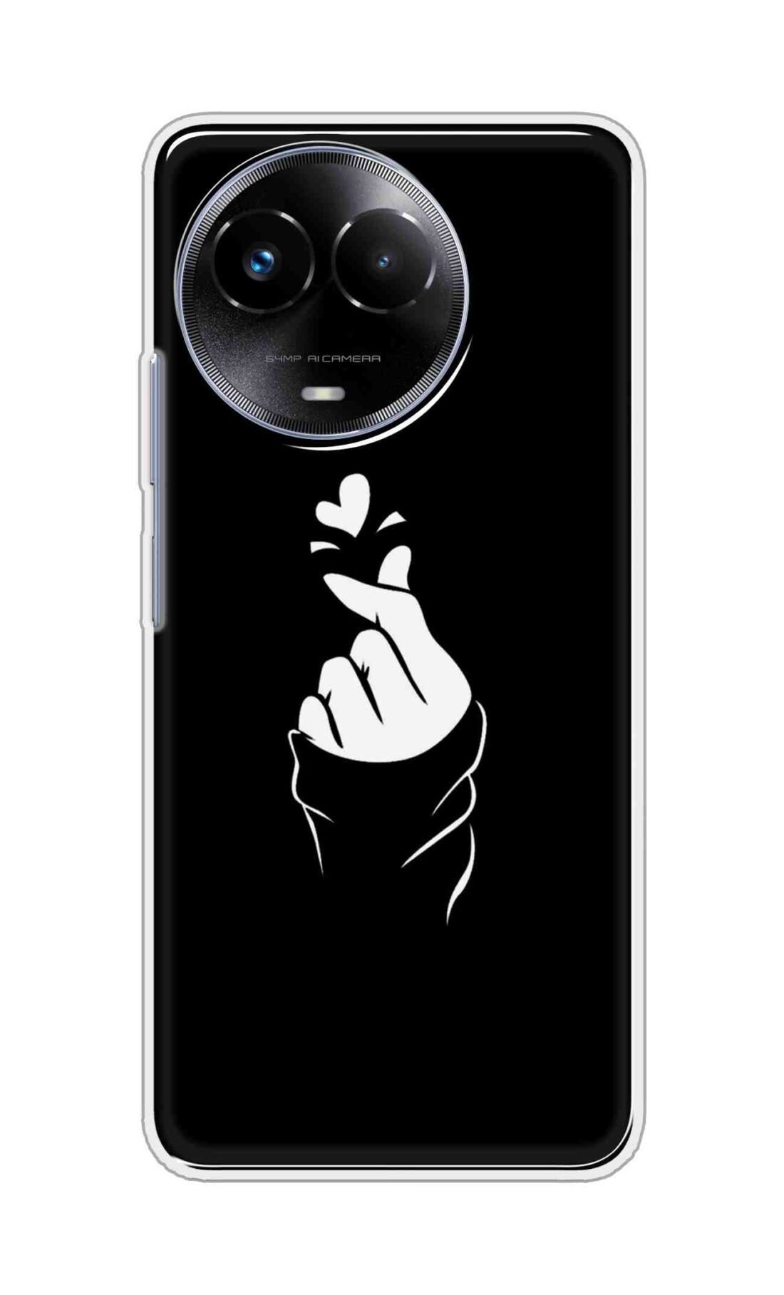 Coberta Back Cover For Realme 11x 5G Back Cover Stylish Case - Black Korean Heart Design D11802