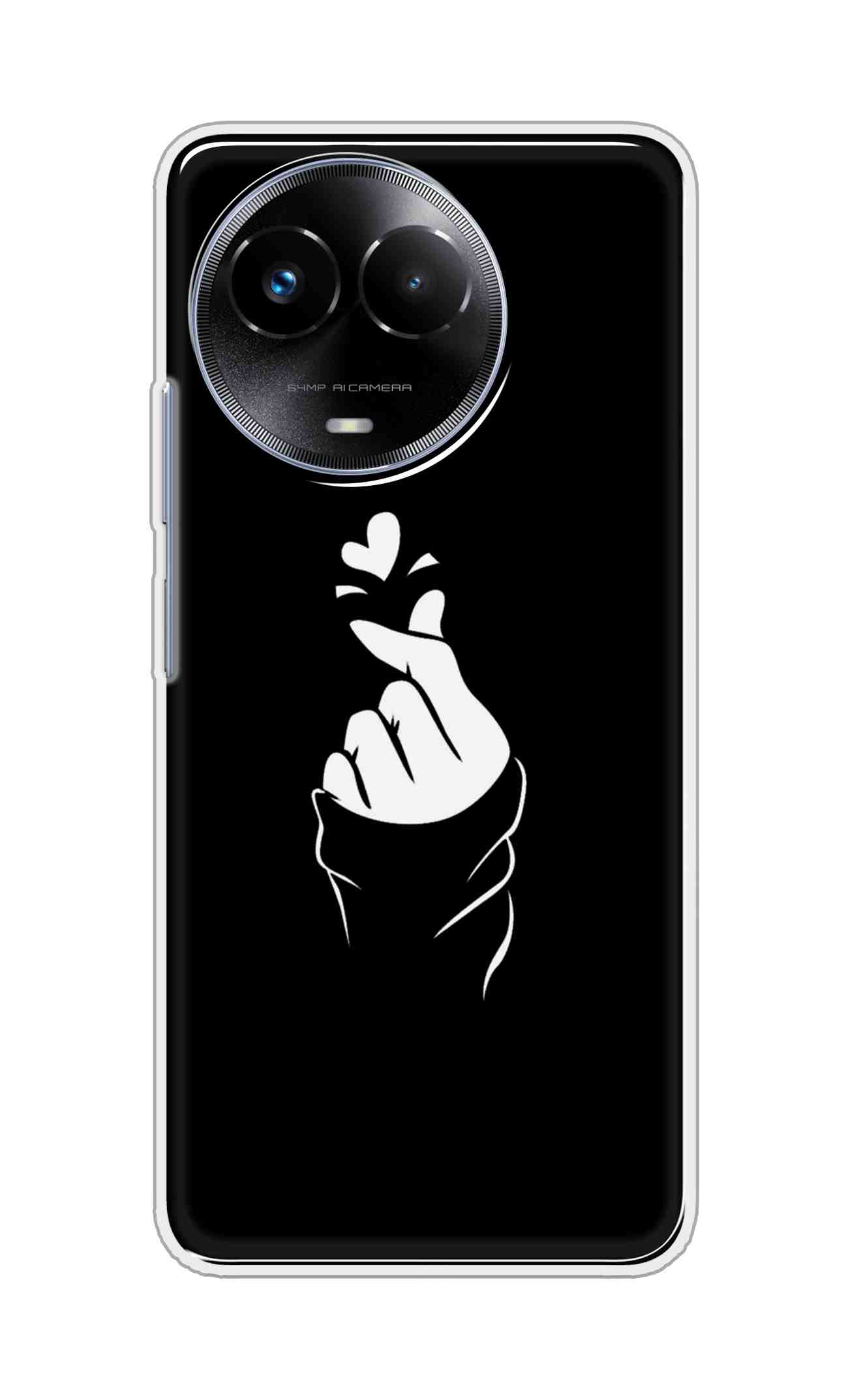 Coberta Back Cover For Realme 11x 5G Back Cover Stylish Case - Black Korean Heart Design D11802